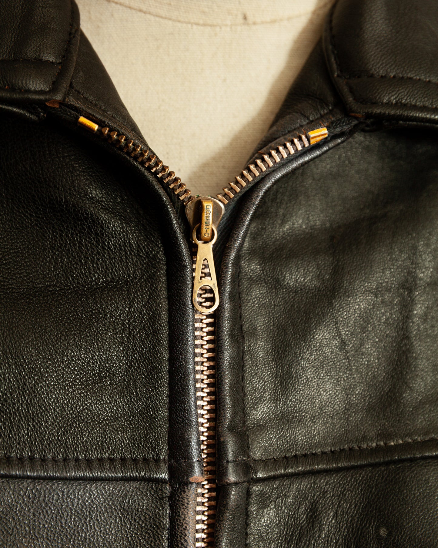 Vintage 1950s French Leather Workwear Jacket - Medium (42-44)