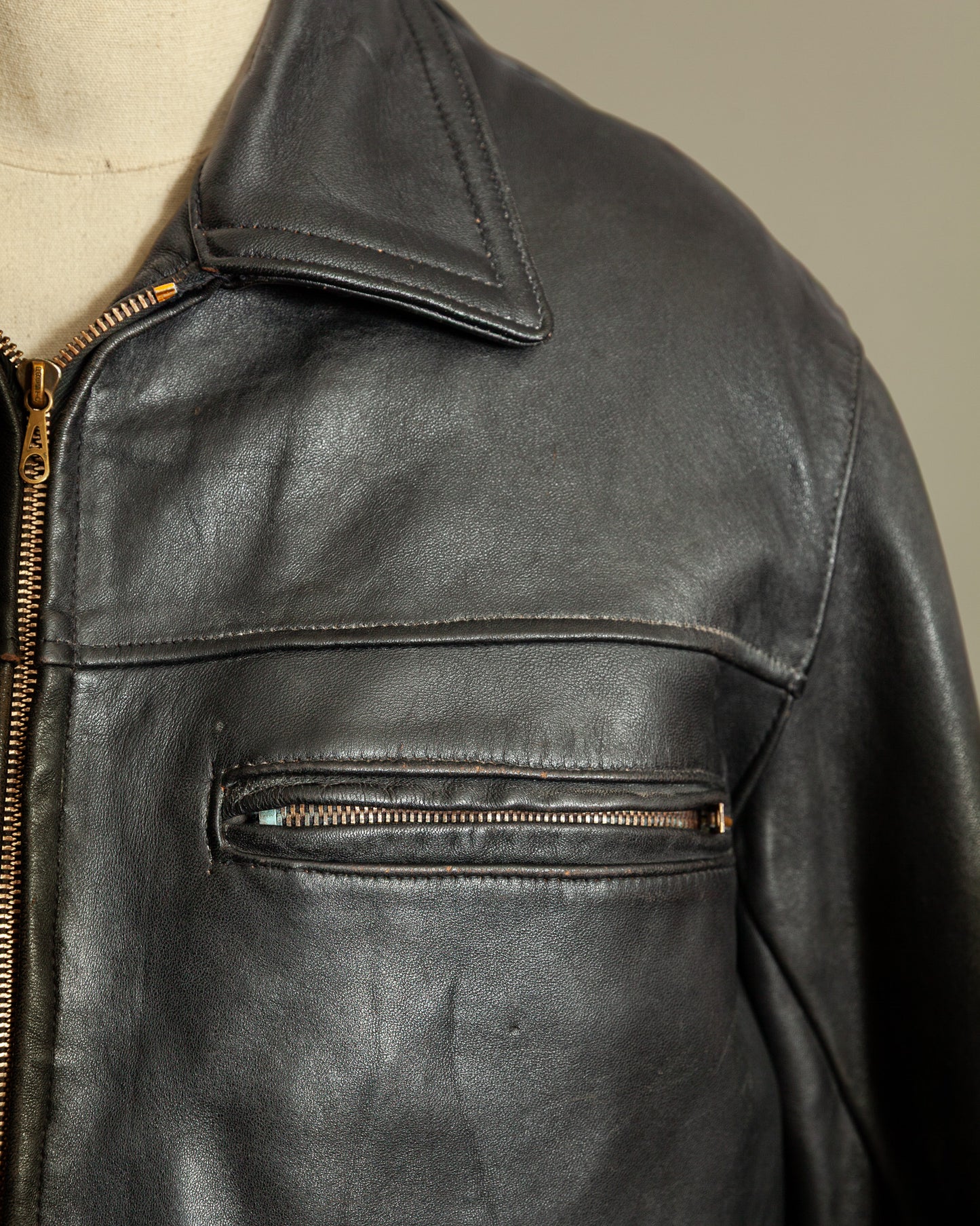 Vintage 1950s French Leather Workwear Jacket - Medium (42-44)