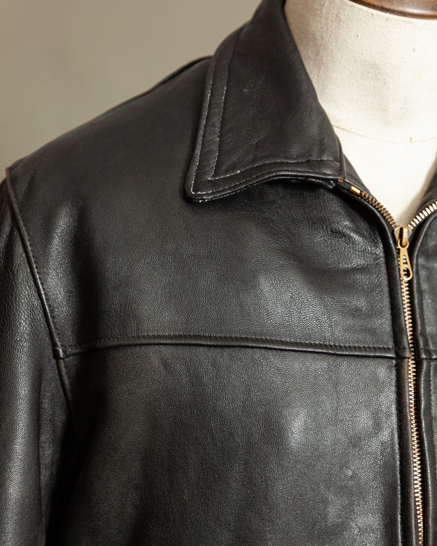 Vintage 1950s French Leather Workwear Jacket - Medium (42-44)