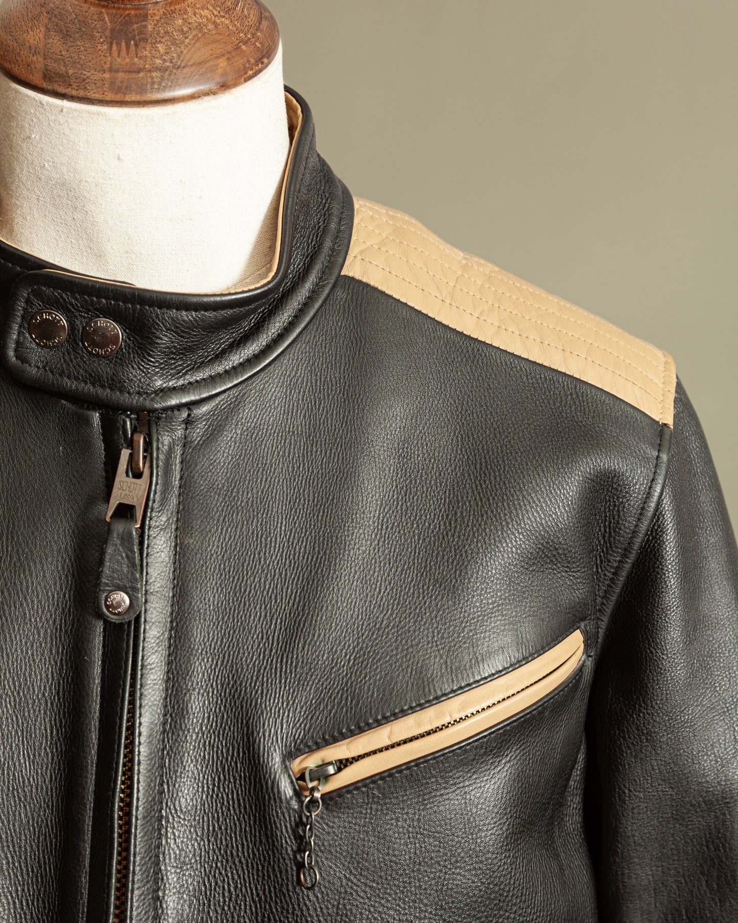 Vintage Schott LC BL71 Two-Tone Café Racer Leather Jacket – Large (44)