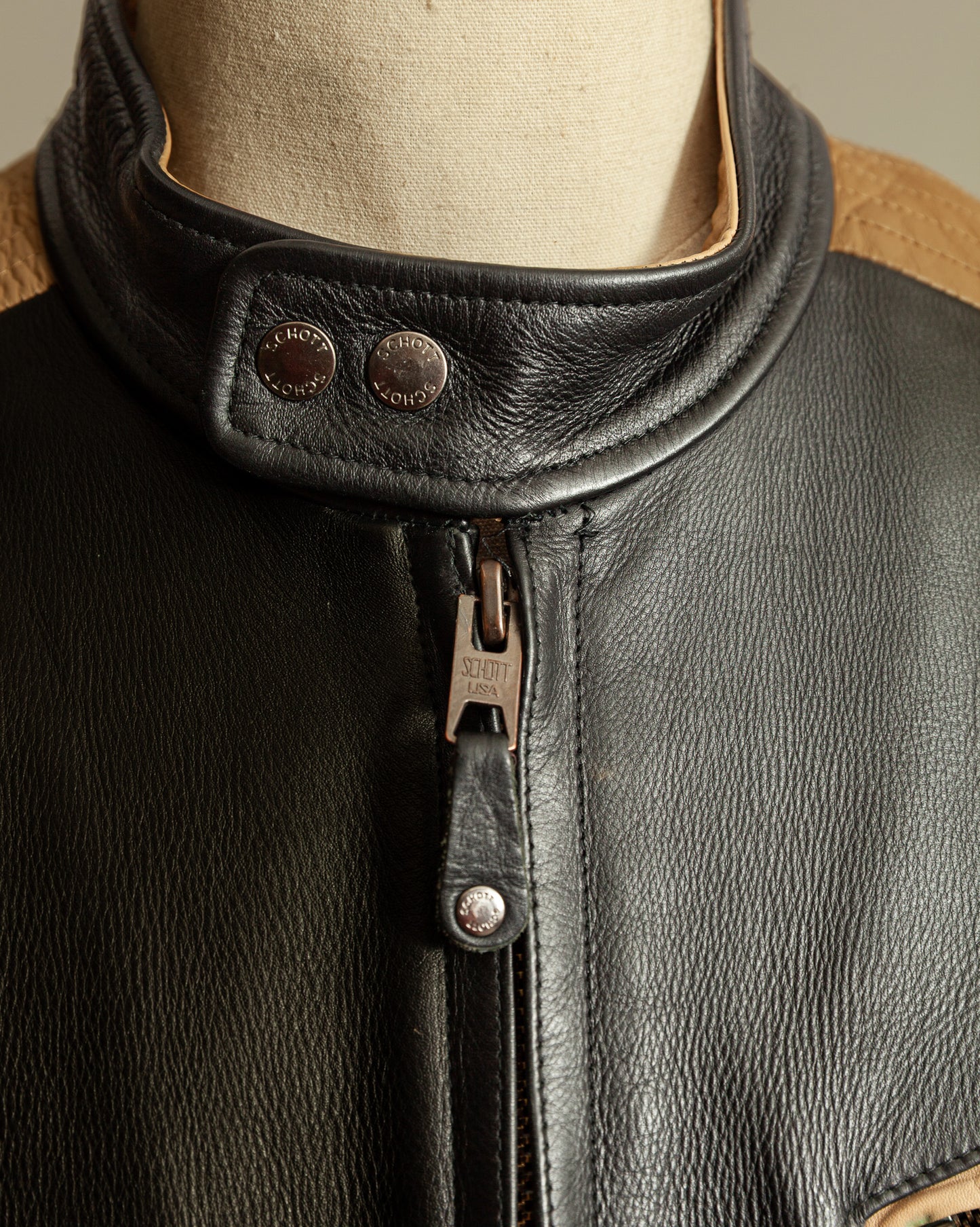 Vintage Schott LC BL71 Two-Tone Café Racer Leather Jacket – Large (44)