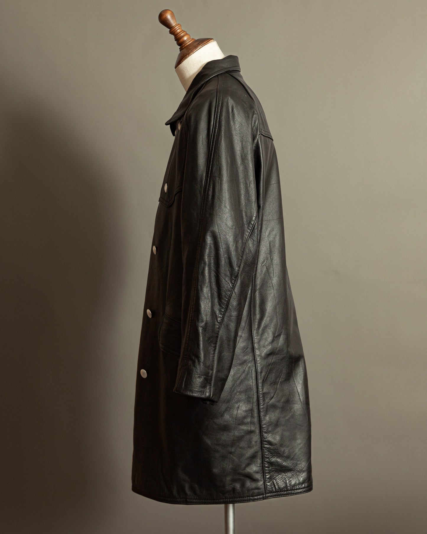 Vintage Häckel & Co. German Police Leather Overcoat - Large (42-44)