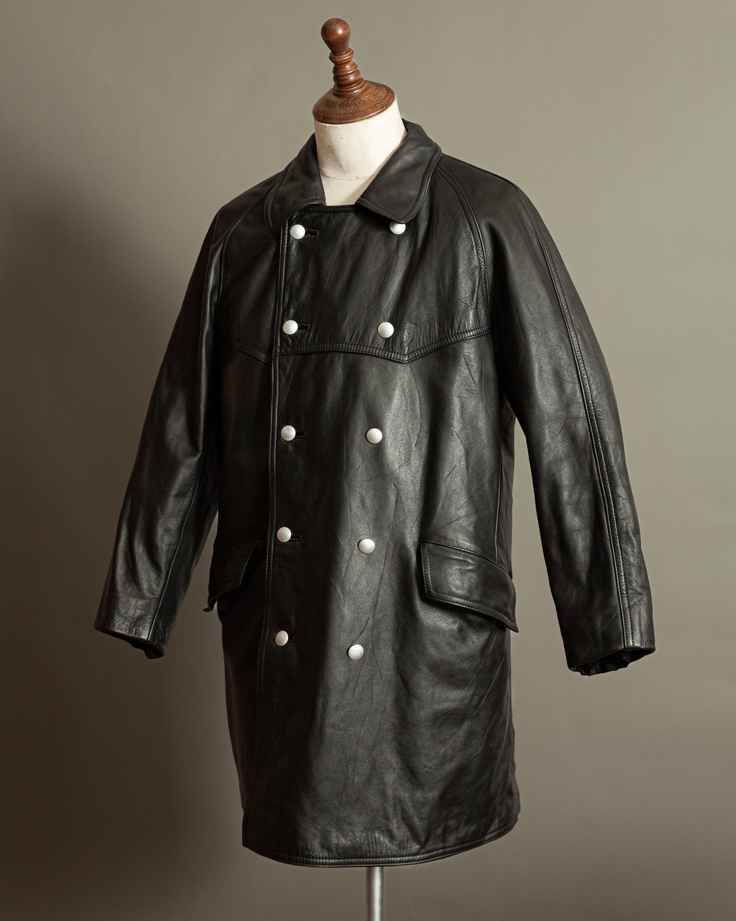Vintage Häckel & Co. German Police Leather Overcoat - Large (42-44)