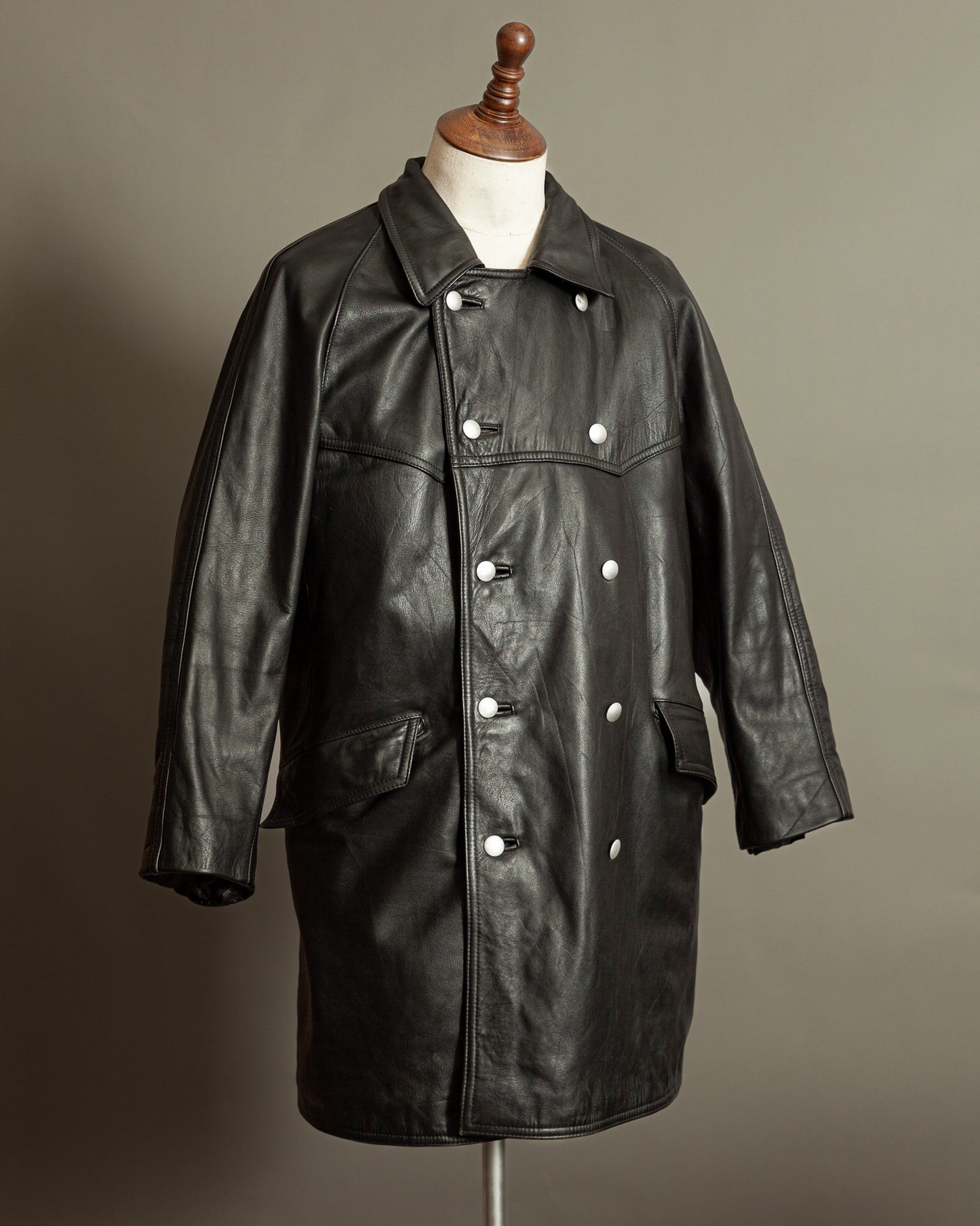 Vintage Häckel & Co. German Police Leather Overcoat - Large (42-44)