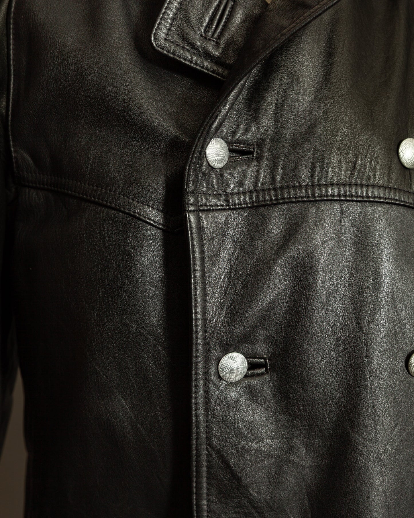 Vintage Häckel & Co. German Police Leather Overcoat - Large (42-44)