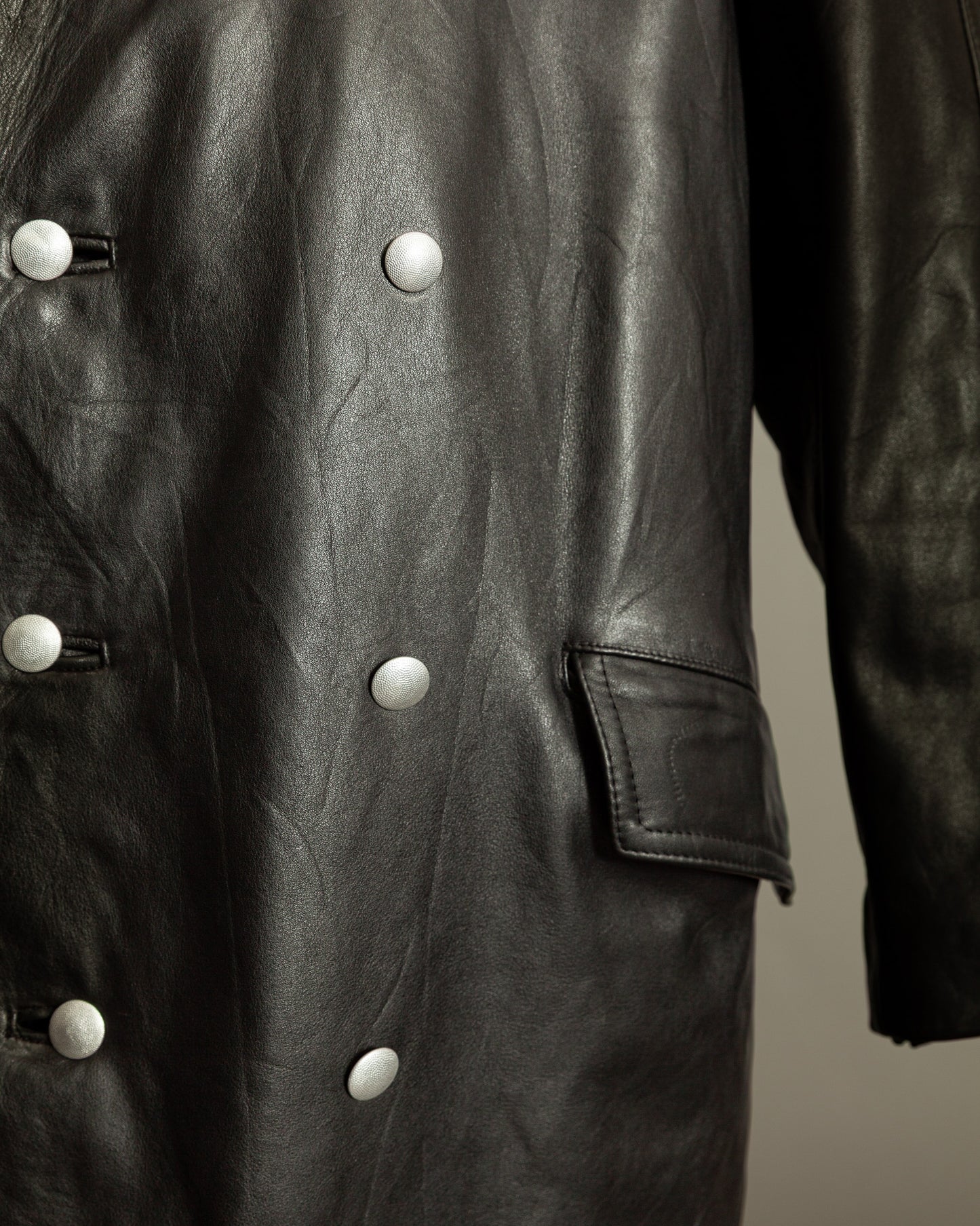 Vintage Häckel & Co. German Police Leather Overcoat - Large (42-44)