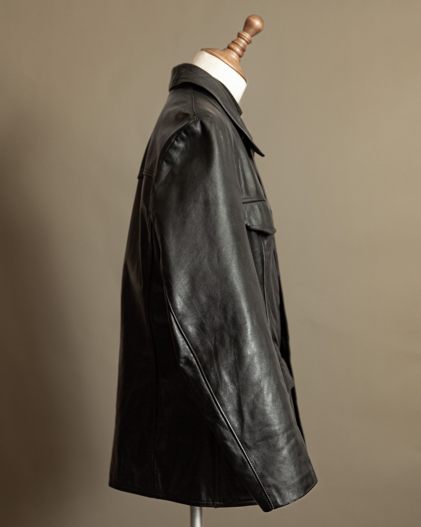 Vintage 1970s German Leather Police Motorcycle Jacket - Large (44)
