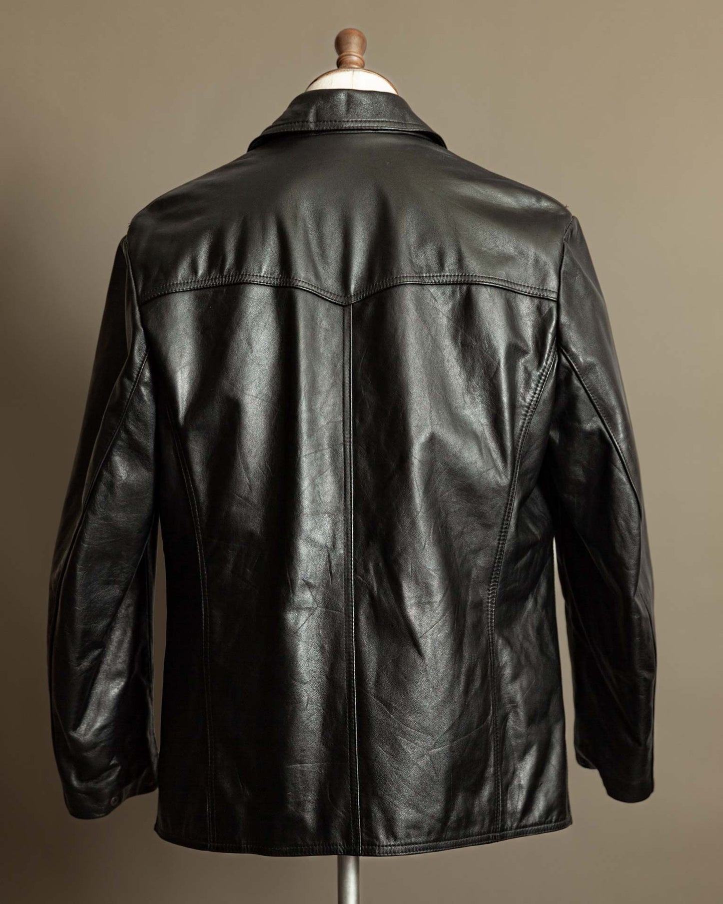 Vintage 1970s German Leather Police Motorcycle Jacket - Large (44)