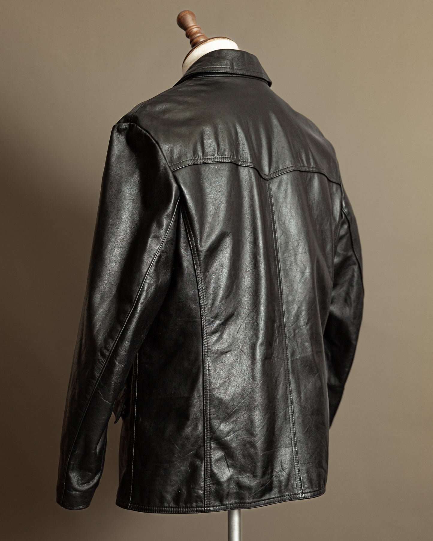 Vintage 1970s German Leather Police Motorcycle Jacket - Large (44)