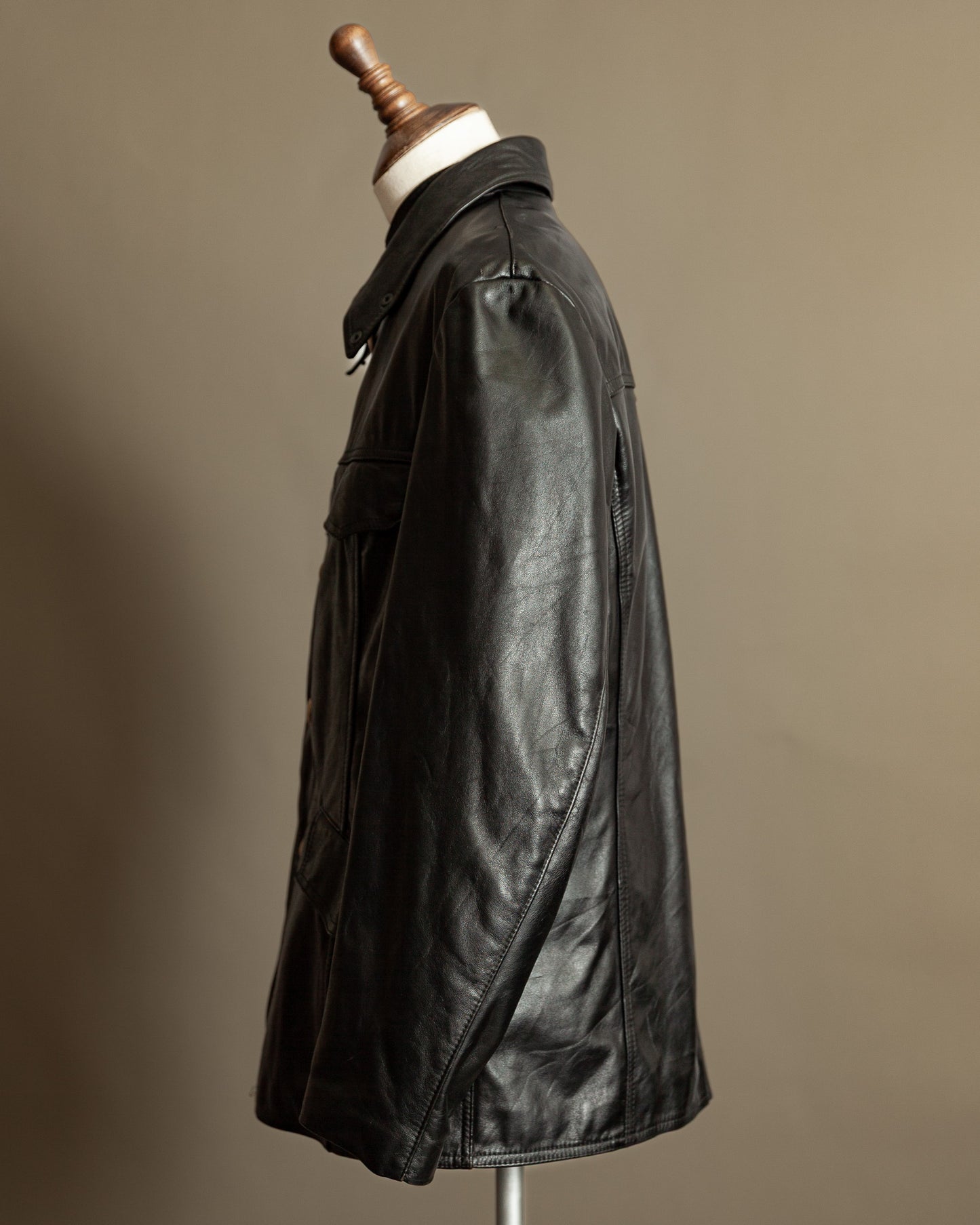 Vintage 1970s German Leather Police Motorcycle Jacket - Large (44)