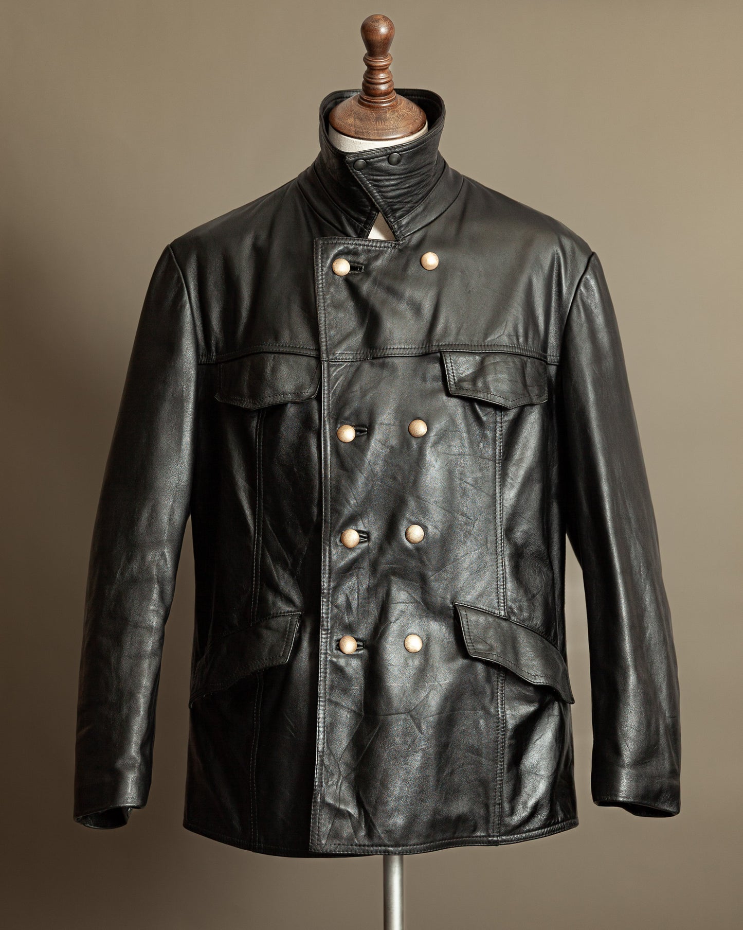 Vintage 1970s German Leather Police Motorcycle Jacket - Large (44)