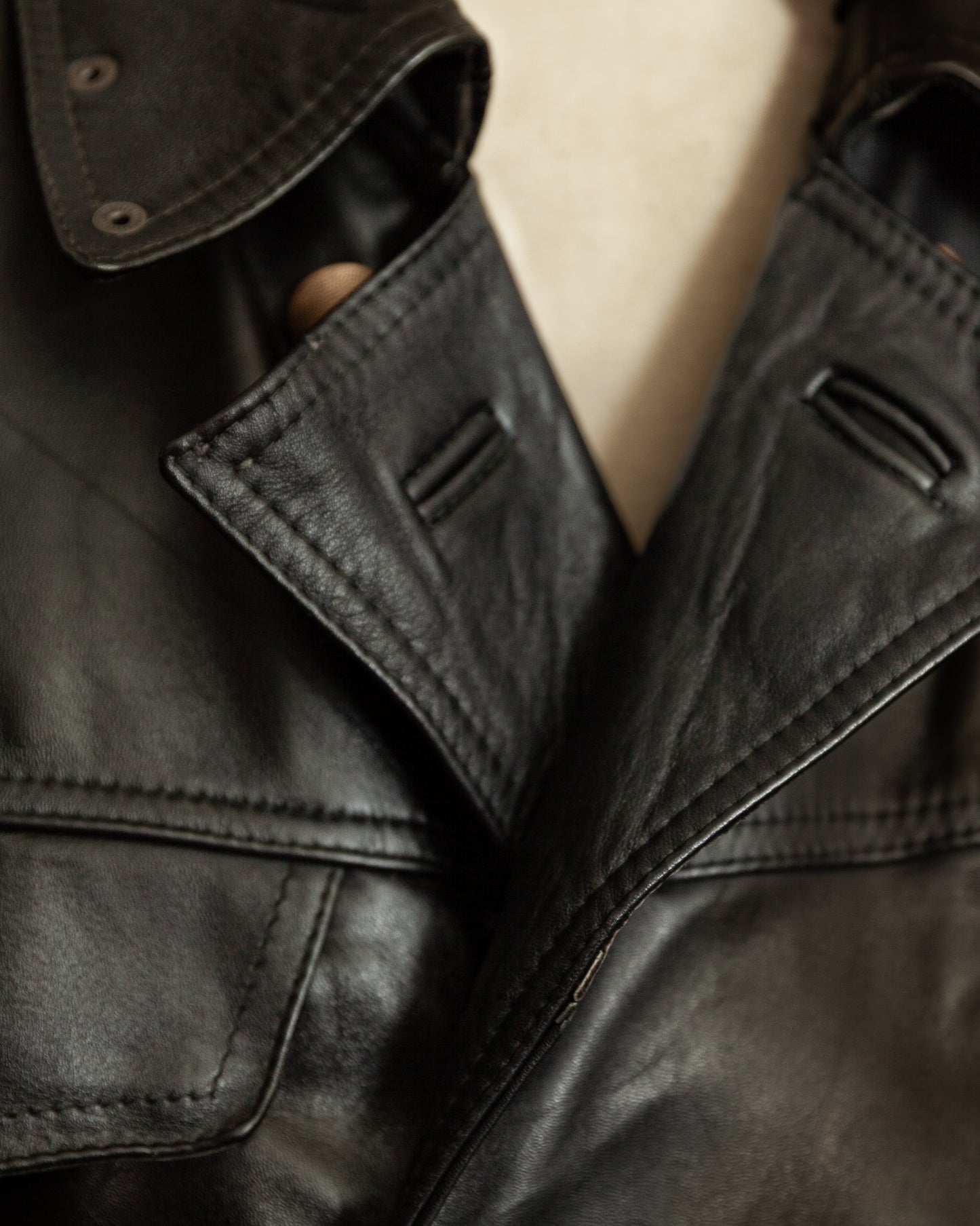 Vintage 1970s German Leather Police Motorcycle Jacket - Large (44)