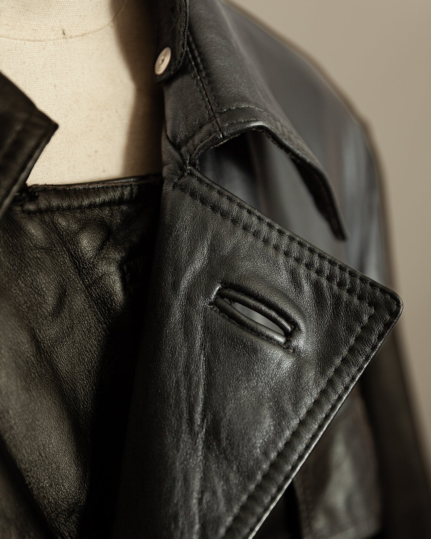Vintage 1970s German Leather Police Motorcycle Jacket - Large (44)