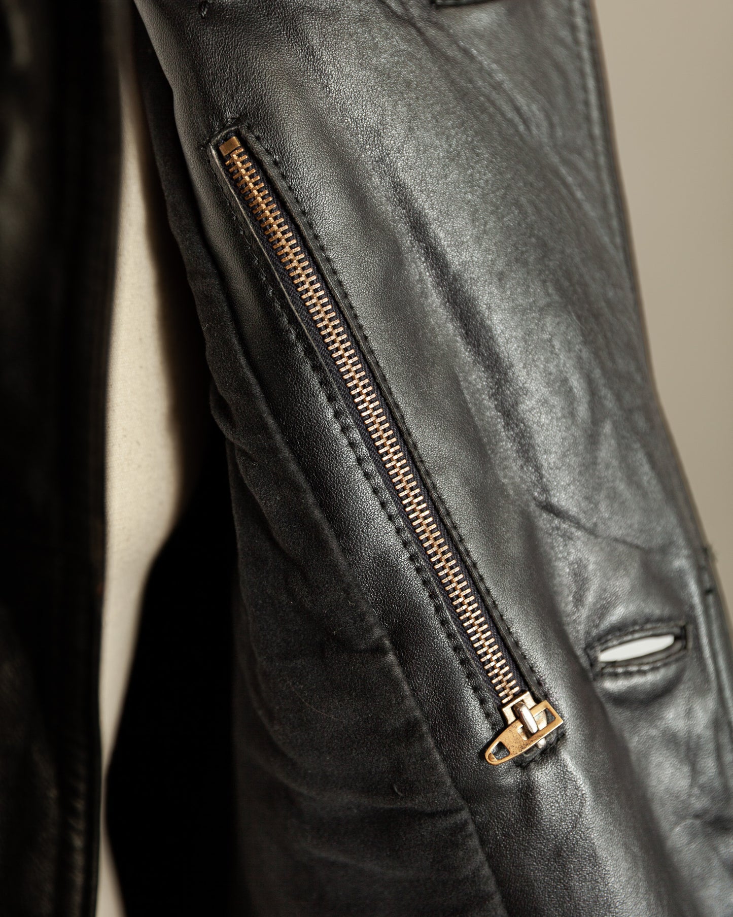 Vintage 1970s German Leather Police Motorcycle Jacket - Large (44)