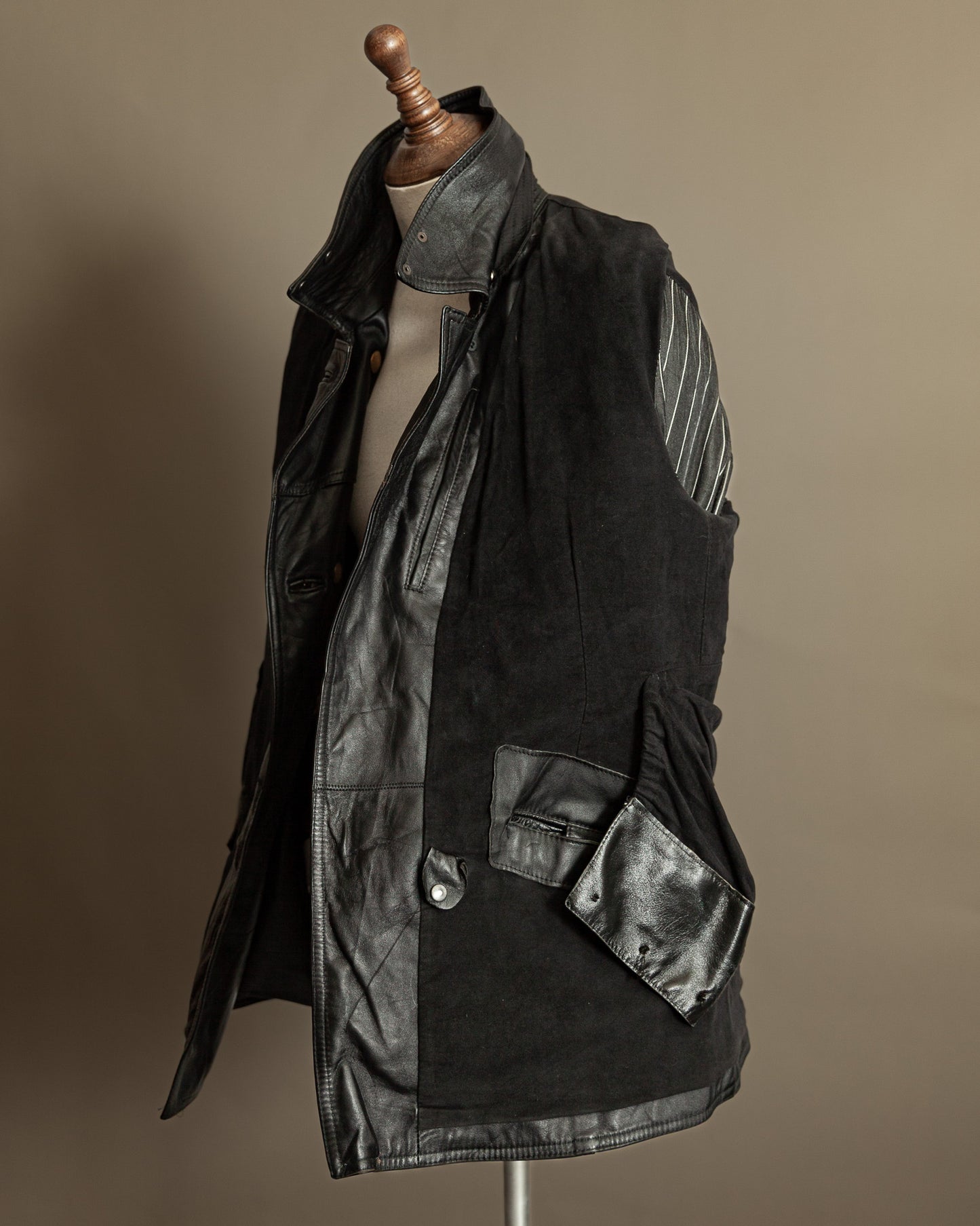 Vintage 1970s German Leather Police Motorcycle Jacket - Large (44)