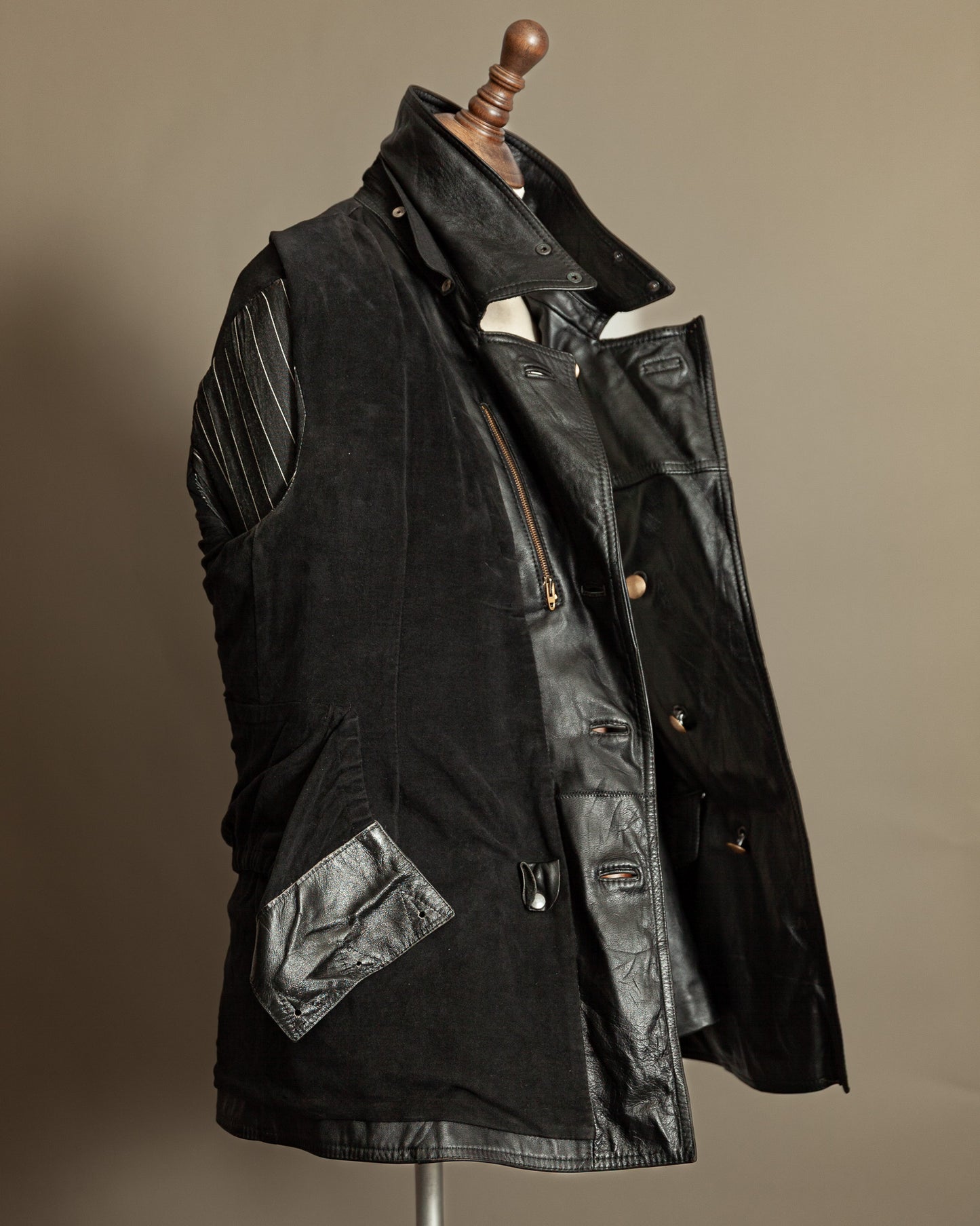 Vintage 1970s German Leather Police Motorcycle Jacket - Large (44)