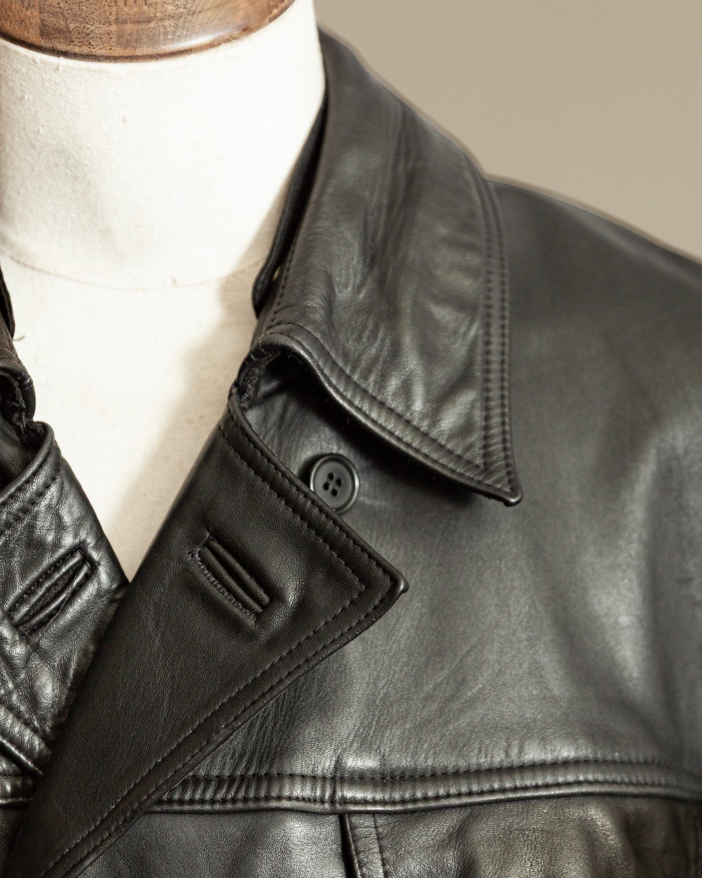 Vintage 1970s German Leather Police Patrol Jacket - Medium (42)