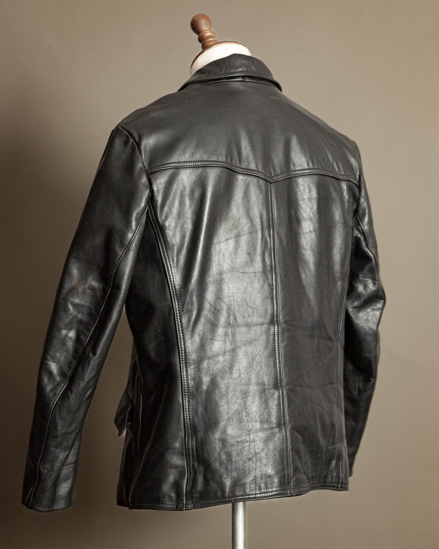 Vintage 1970s German Leather Police Patrol Jacket - Medium (42)