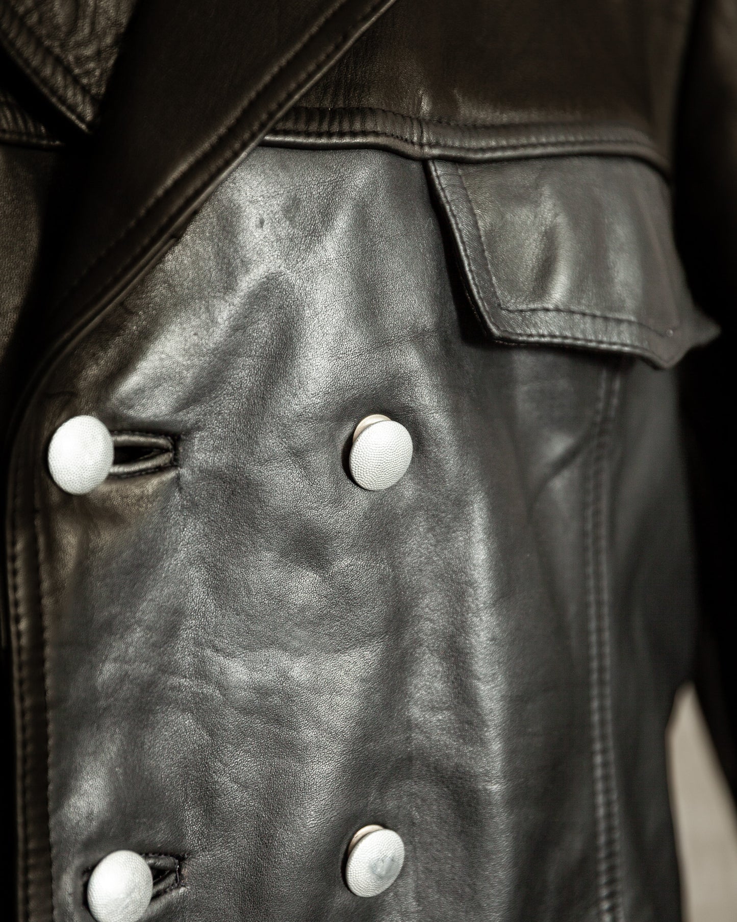 Vintage 1970s German Leather Police Patrol Jacket - Medium (42)