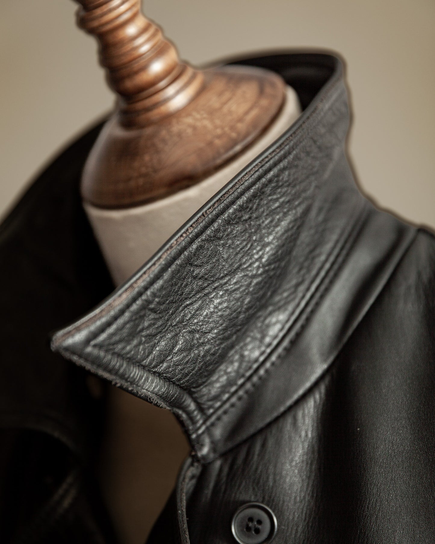 Vintage 1970s German Leather Police Patrol Jacket - Medium (42)