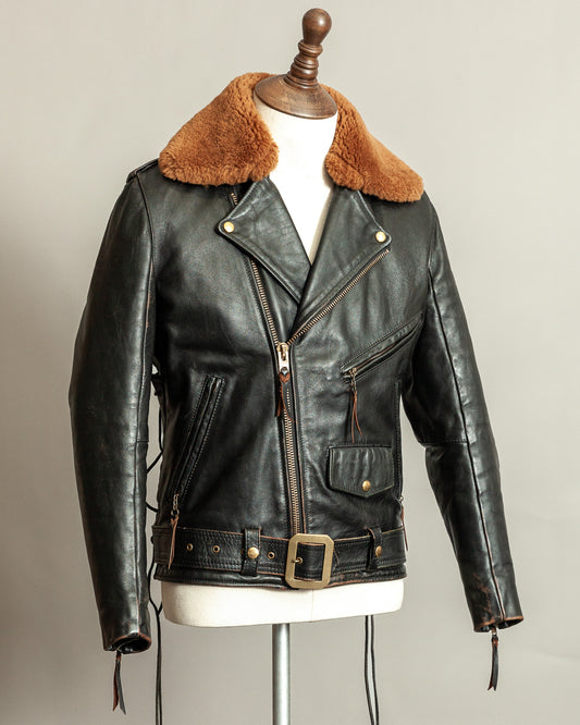 Vintage Vanson Model E Teacore Leather Jacket with Mouton Collar – Size 36