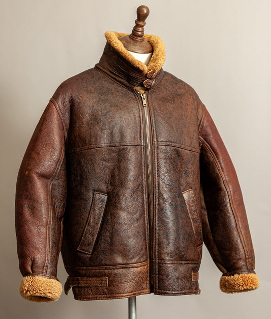 Vintage 1980s Sheepskin Shearling Flying Bomber Jacket XL (46)