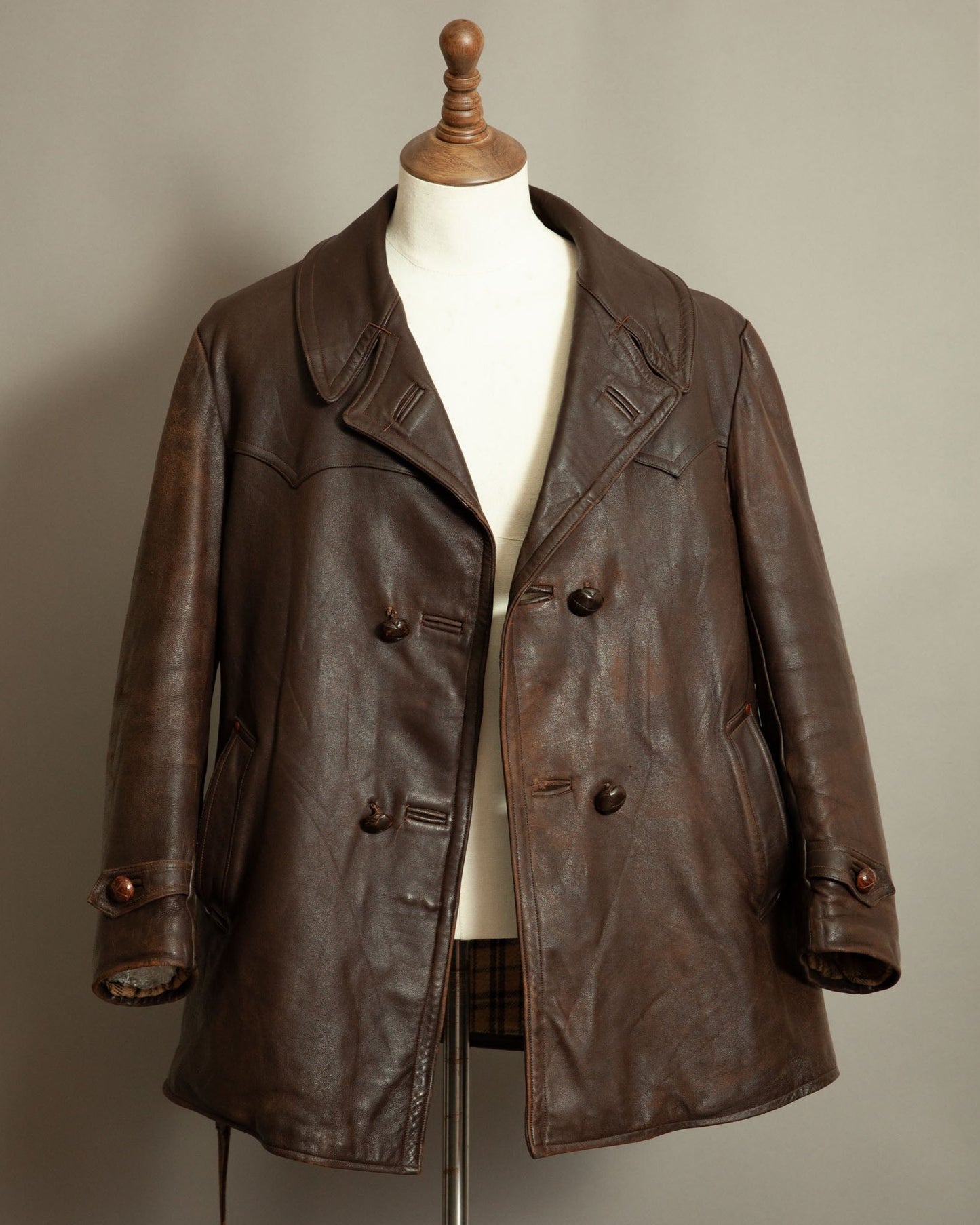 Authentic WW2 1940s French Resistance Leather Trench Coat - Large (42-44)