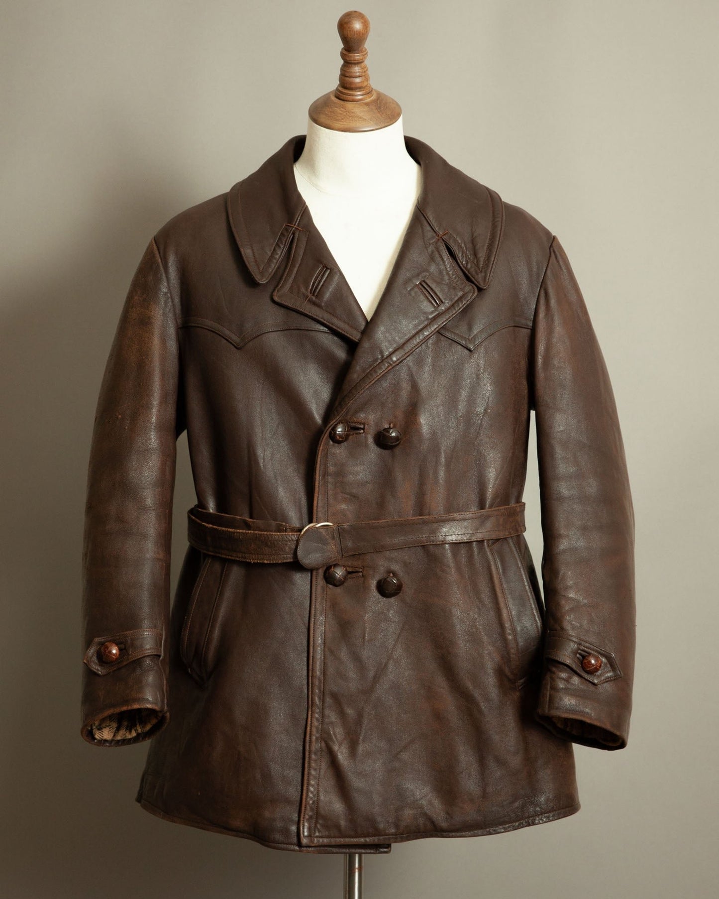 Authentic WW2 1940s French Resistance Leather Trench Coat - Large (42-44)