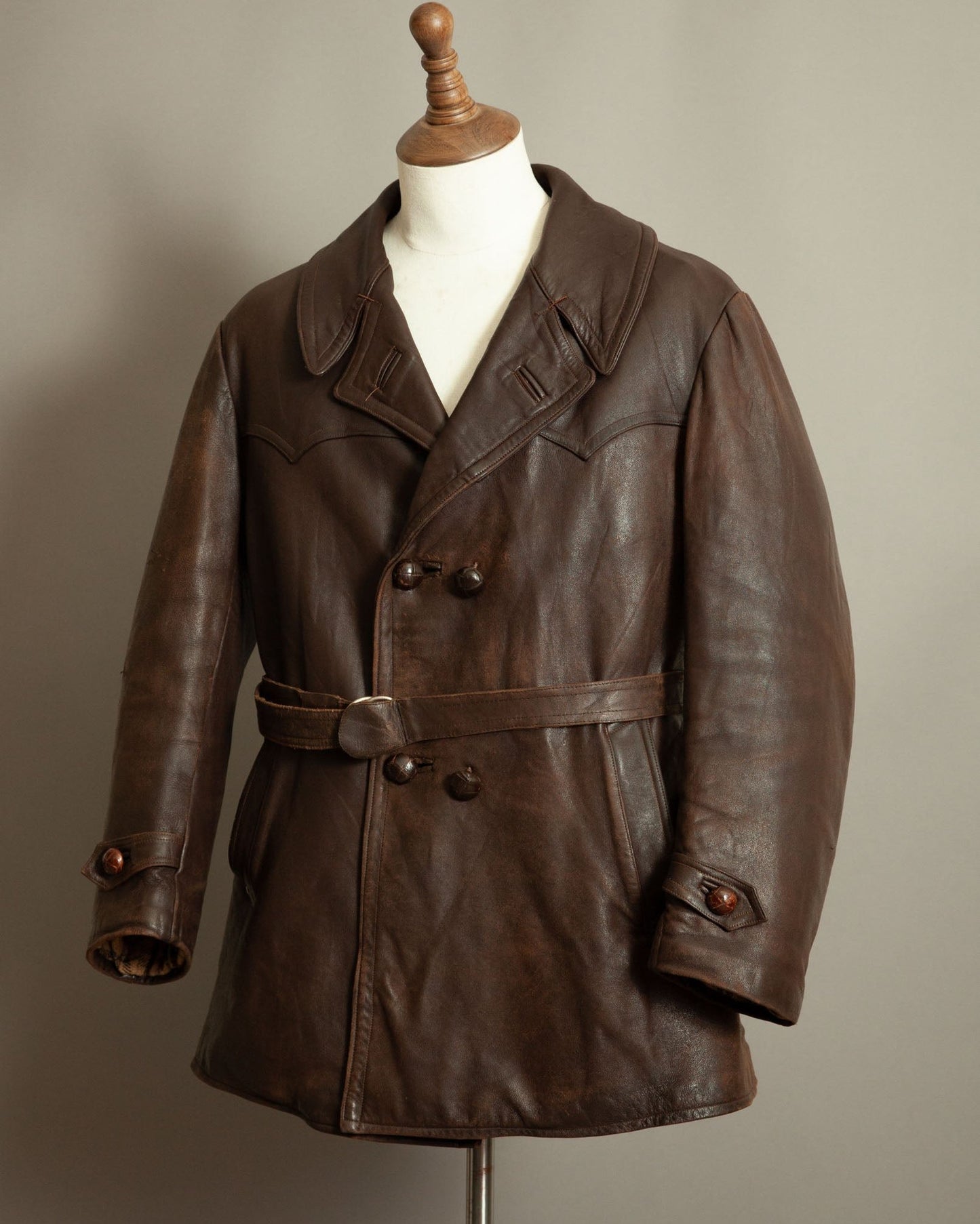 Authentic WW2 1940s French Resistance Leather Trench Coat - Large (42-44)