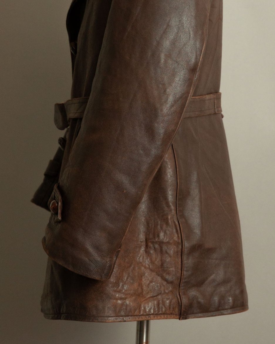 Authentic WW2 1940s French Resistance Leather Trench Coat - Large (42-44)