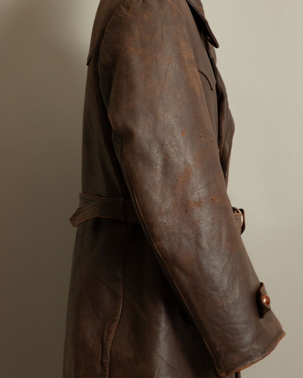 Authentic WW2 1940s French Resistance Leather Trench Coat - Large (42-44)