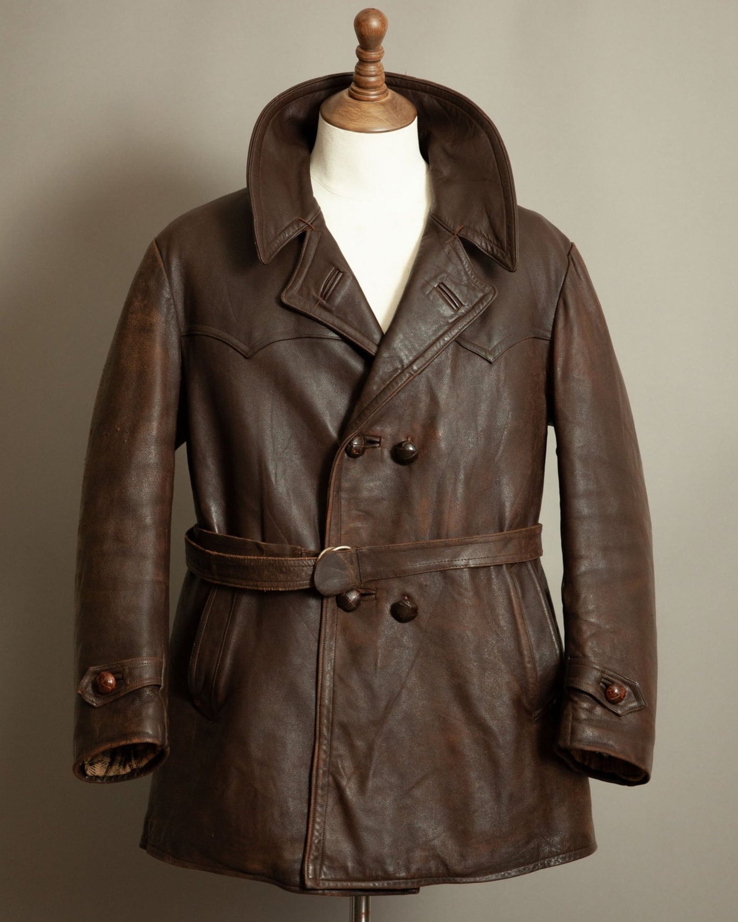 Authentic WW2 1940s French Resistance Leather Trench Coat - Large (42-44)