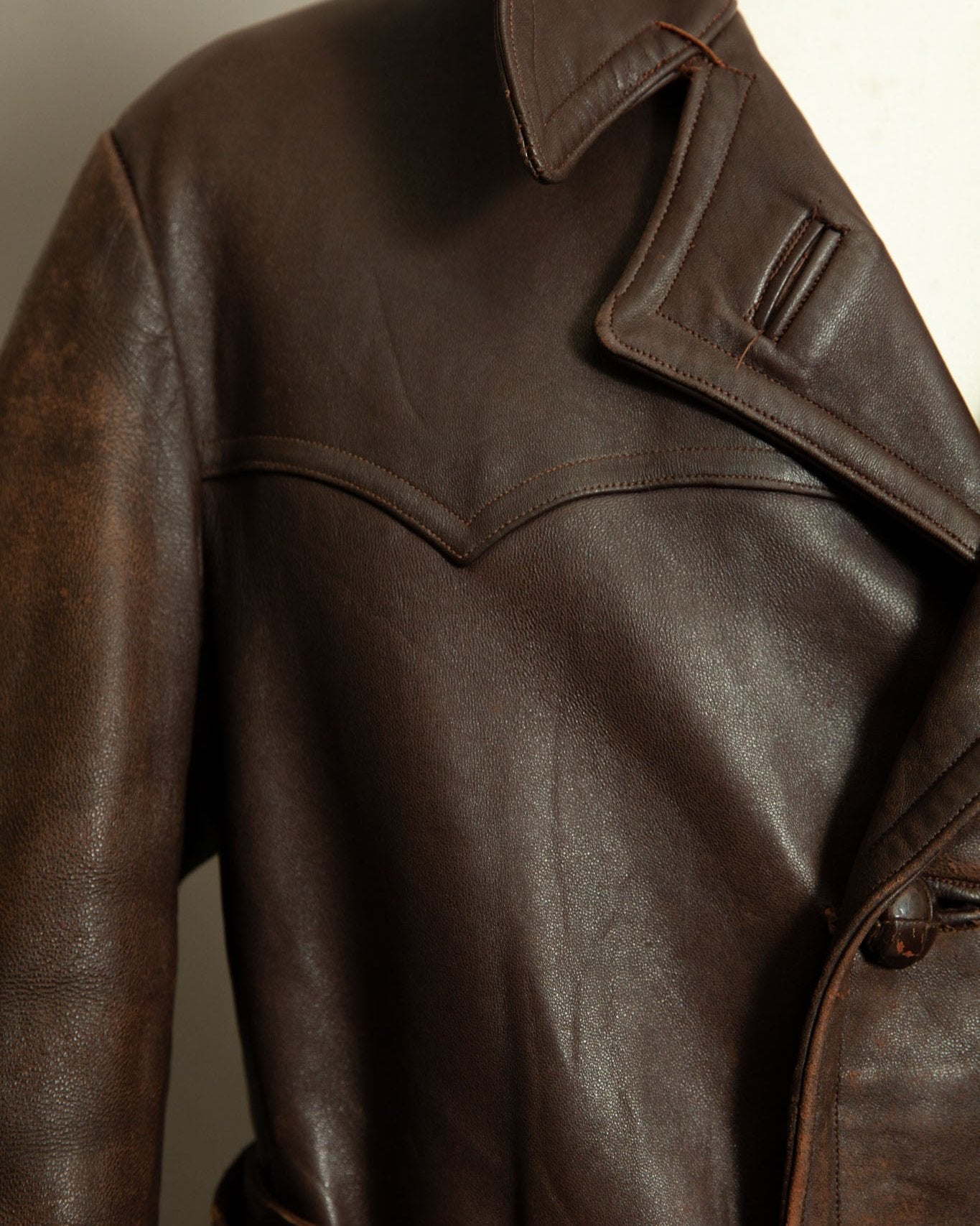 Authentic WW2 1940s French Resistance Leather Trench Coat - Large (42-44)