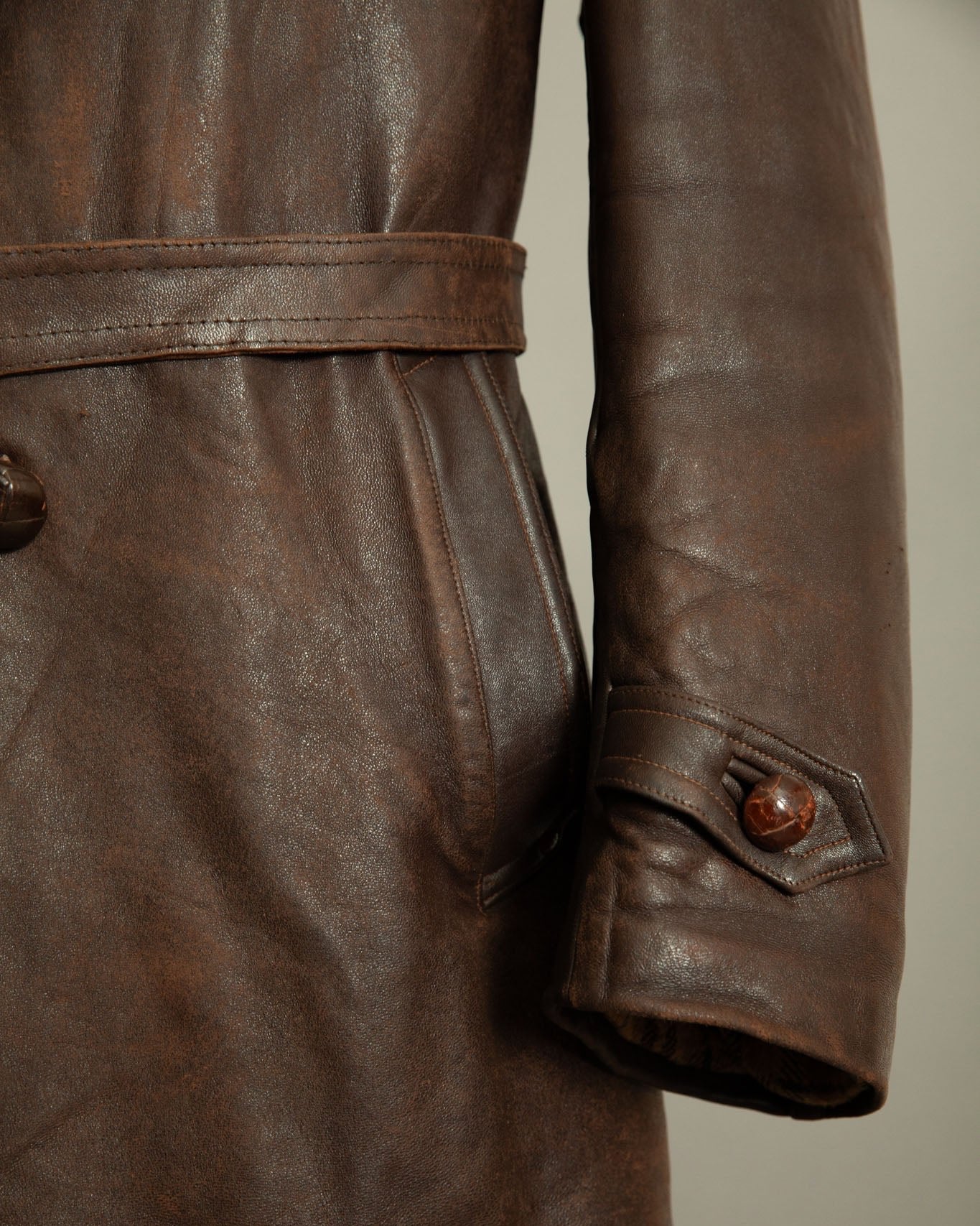 Authentic WW2 1940s French Resistance Leather Trench Coat - Large (42-44)