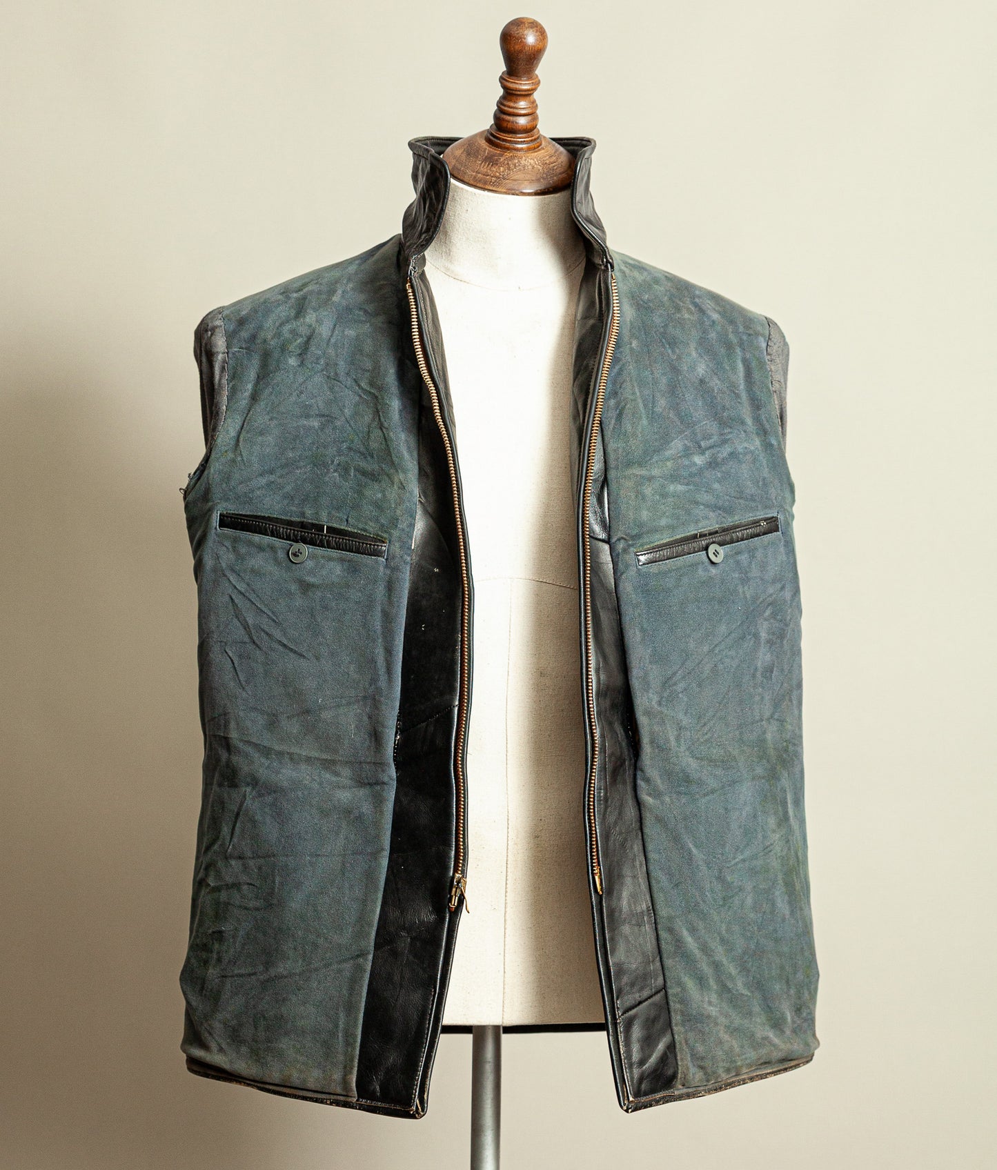 Vintage 1940s German Leather Motorcycle Jacket Ritsch Zippers Medium (42)