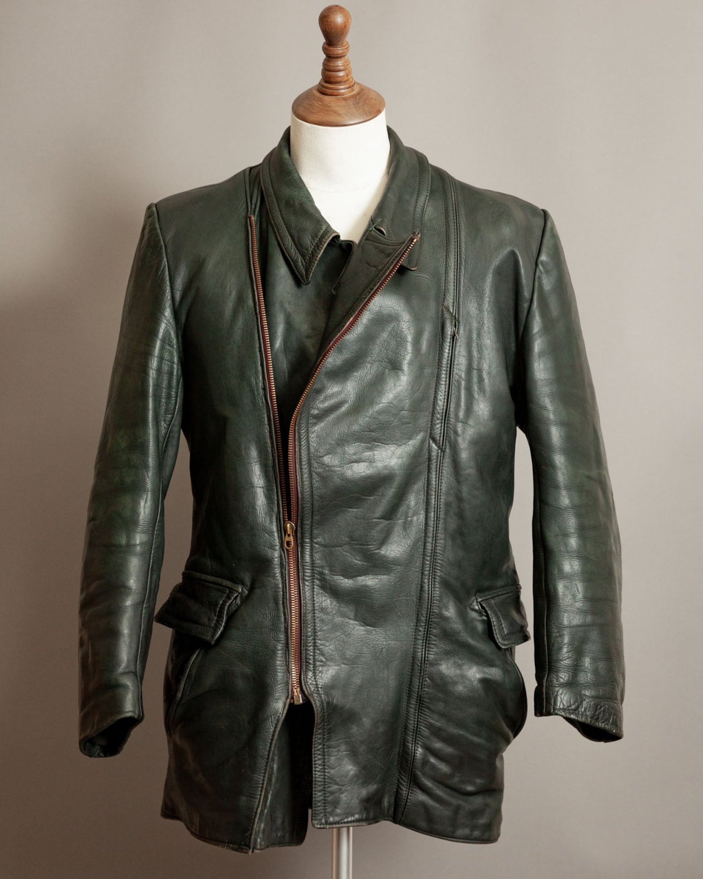 Vintage WWII German Horsehide Leather Dispatch Rider Jacket - Medium (40-42)