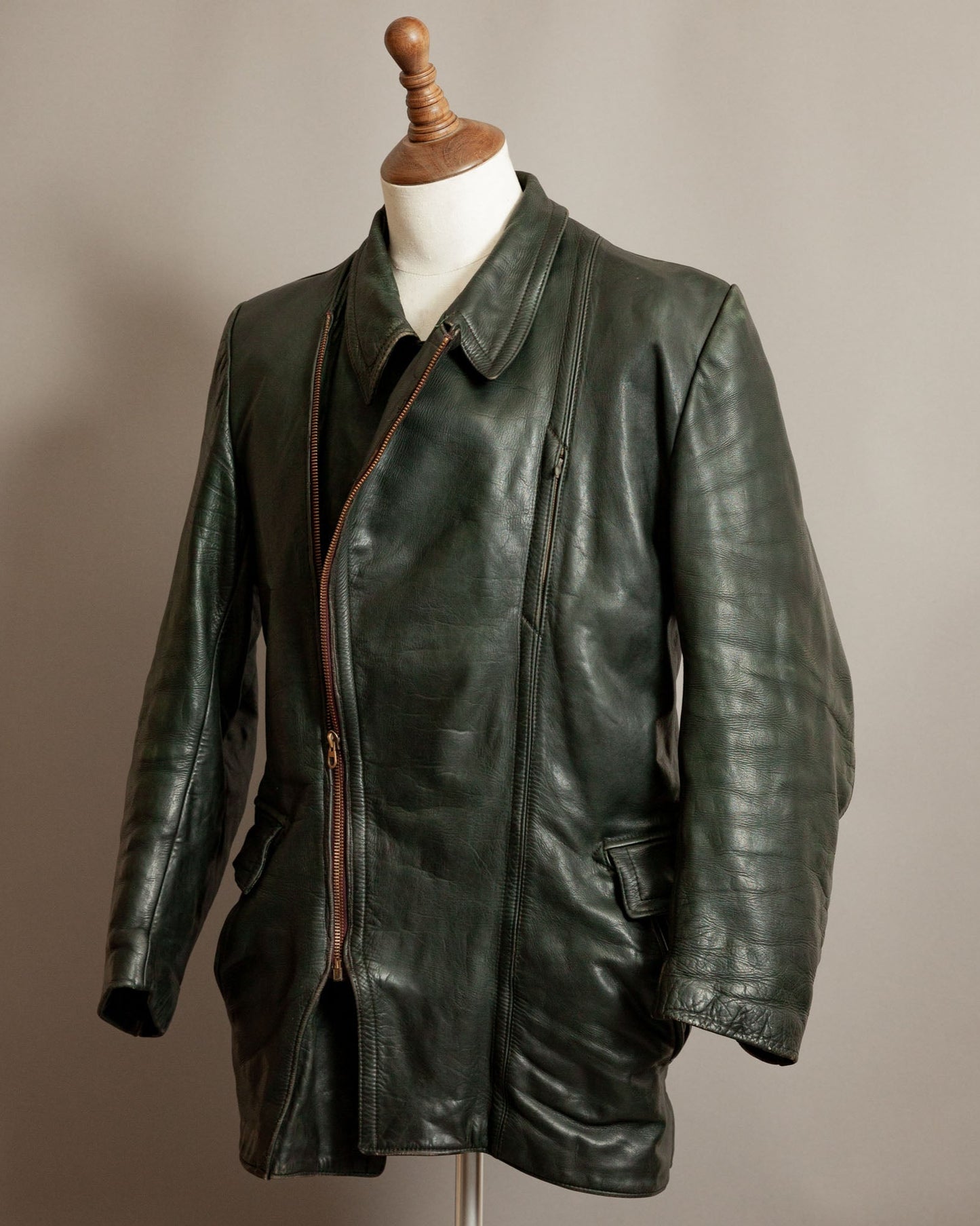 Vintage WWII German Horsehide Leather Dispatch Rider Jacket - Medium (40-42)