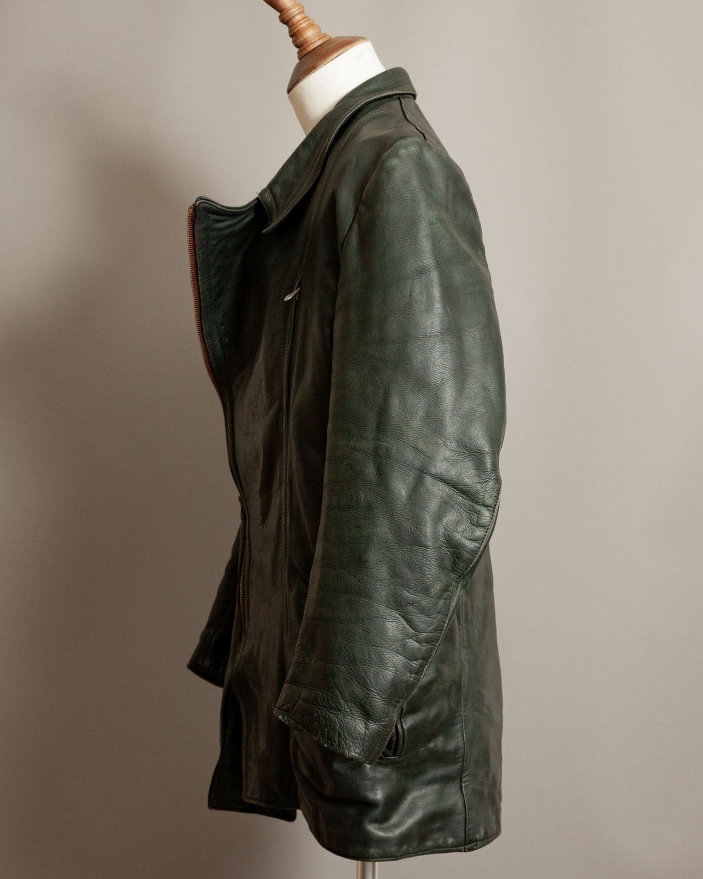 Vintage WWII German Horsehide Leather Dispatch Rider Jacket - Medium (40-42)