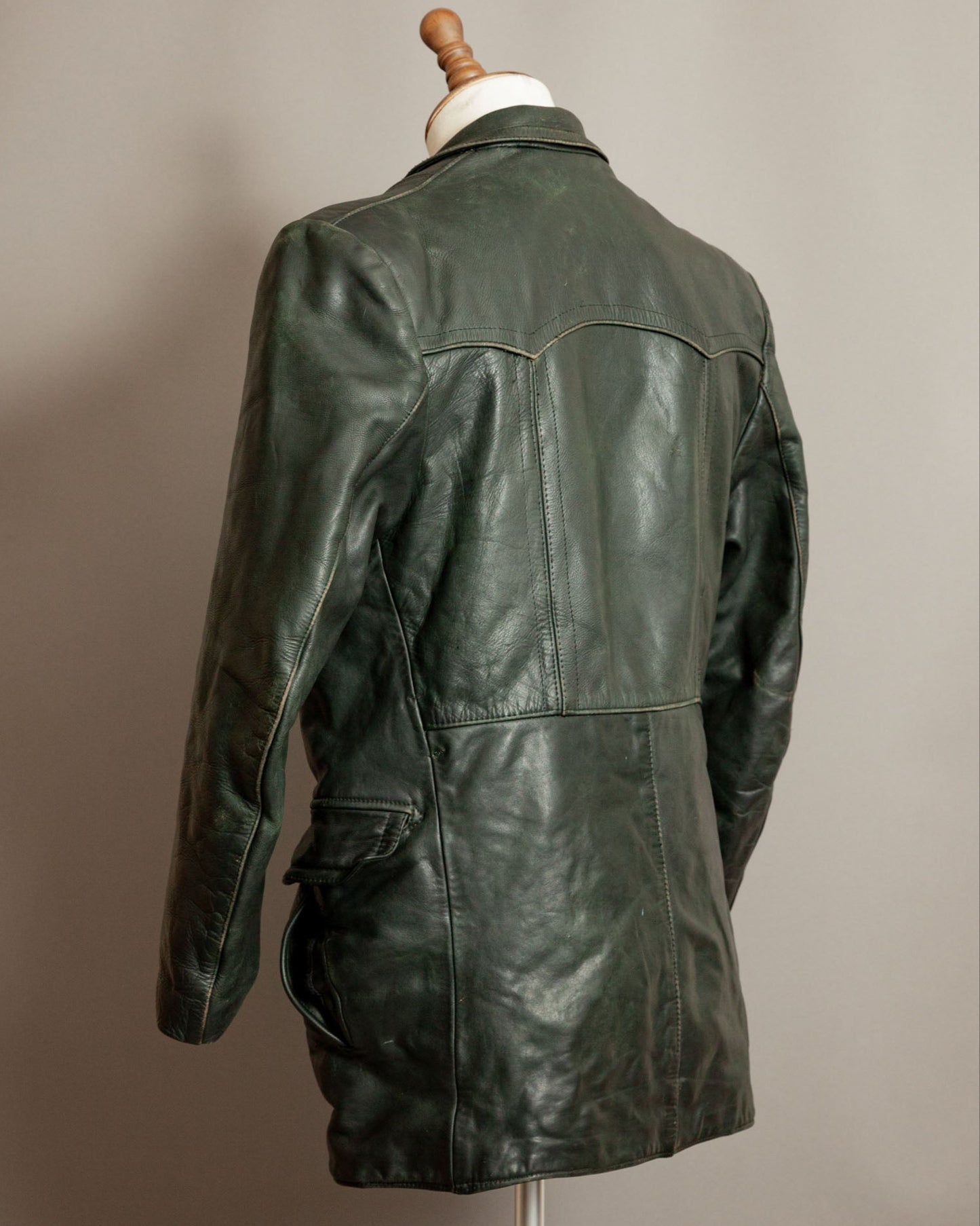 Vintage WWII German Horsehide Leather Dispatch Rider Jacket - Medium (40-42)