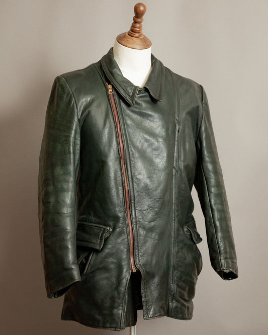 Vintage WWII German Horsehide Leather Dispatch Rider Jacket - Medium (40-42)