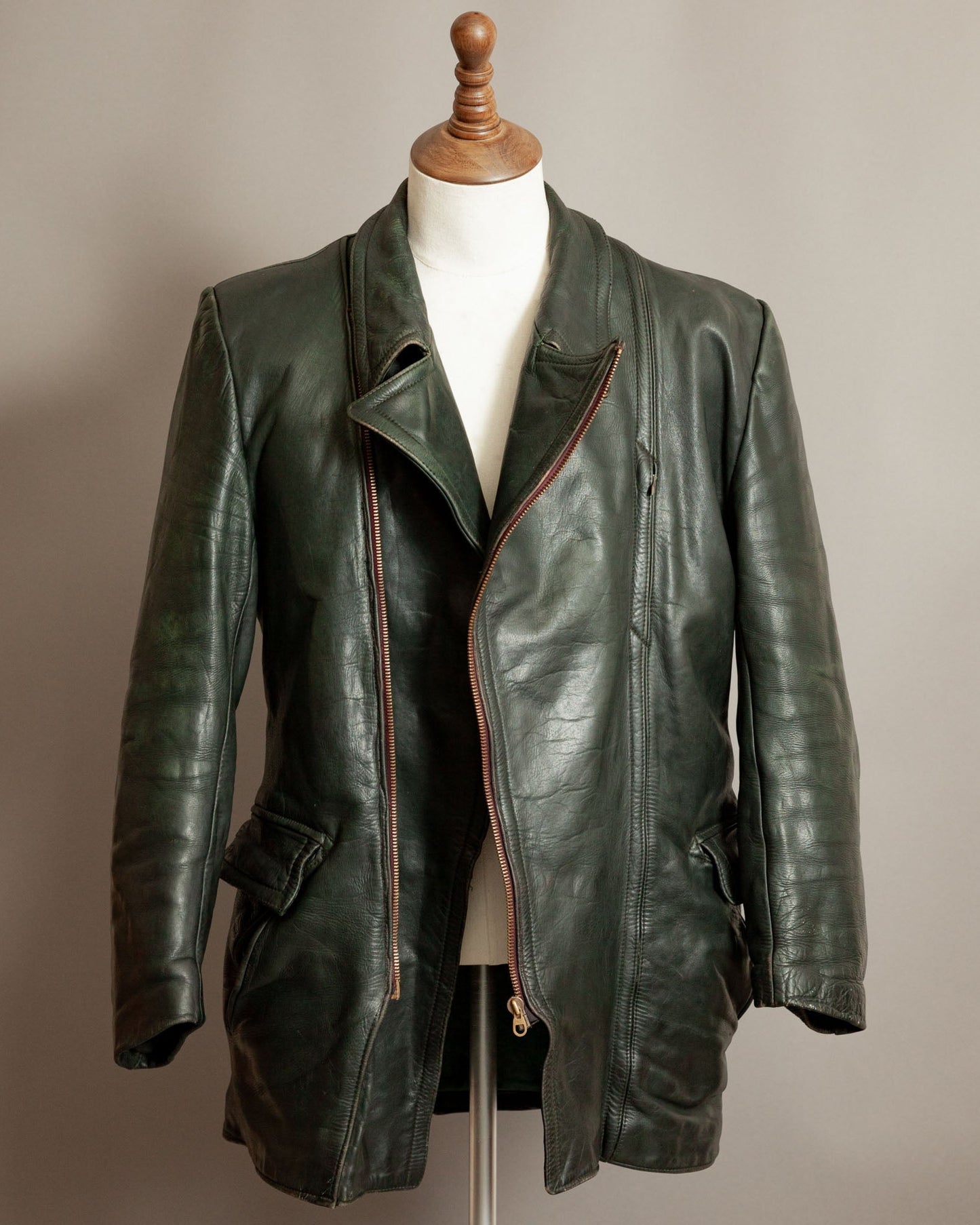 Vintage WWII German Horsehide Leather Dispatch Rider Jacket - Medium (40-42)