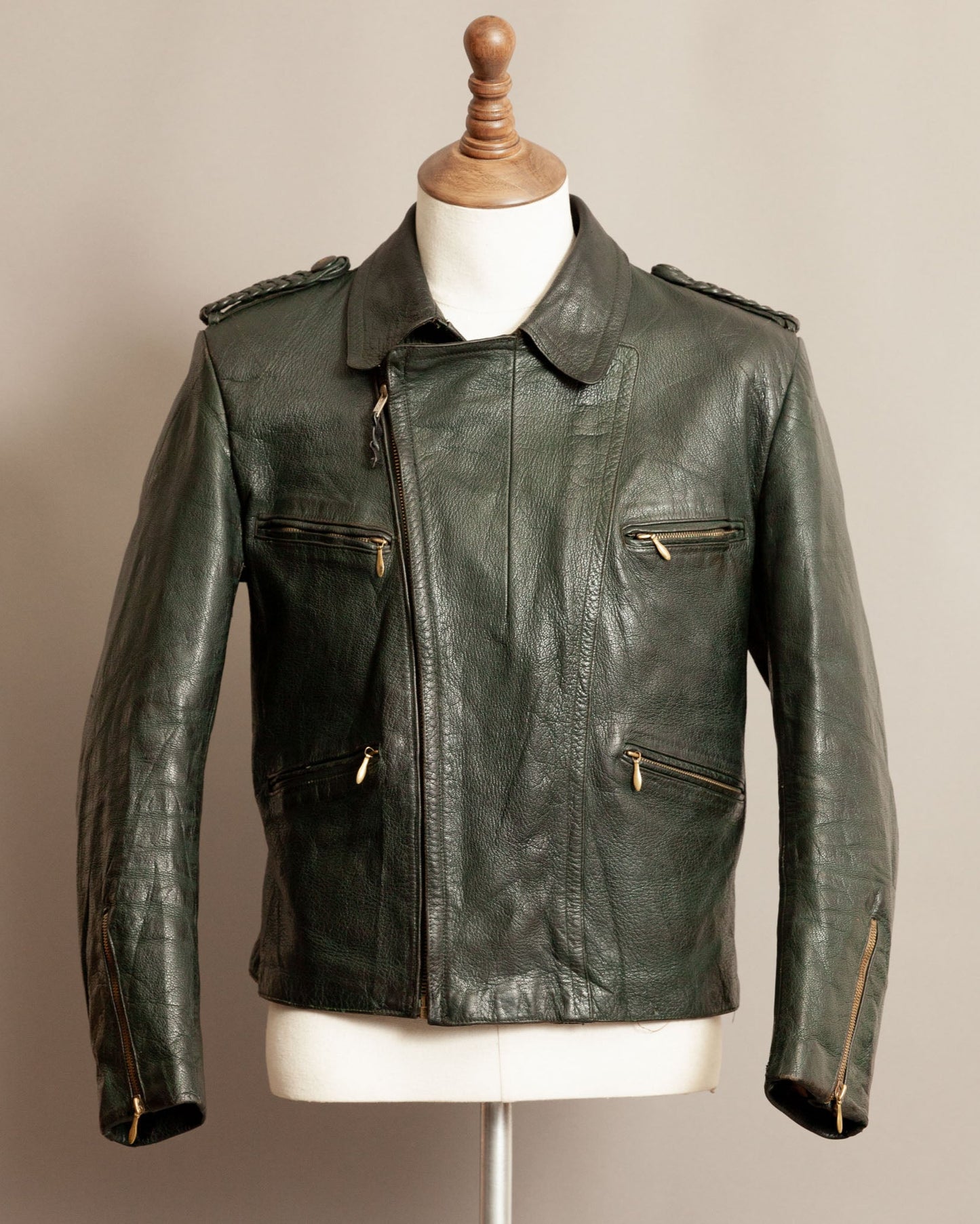 Vintage 1940s German Goatskin Leather Motorcycle Jacket - Small (38-40)