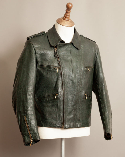 Vintage 1940s German Goatskin Leather Motorcycle Jacket - Small (38-40)