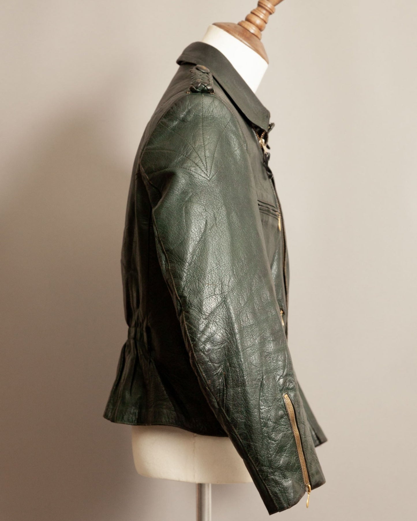 Vintage 1940s German Goatskin Leather Motorcycle Jacket - Small (38-40)