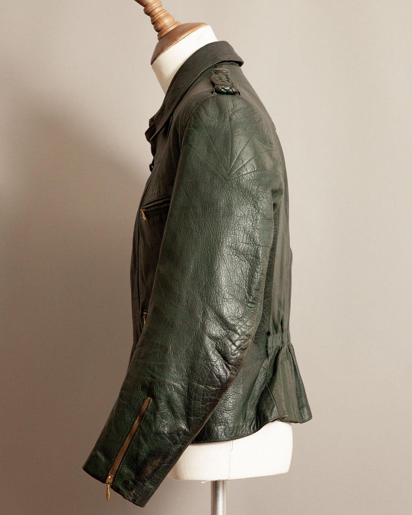 Vintage 1940s German Goatskin Leather Motorcycle Jacket - Small (38-40)