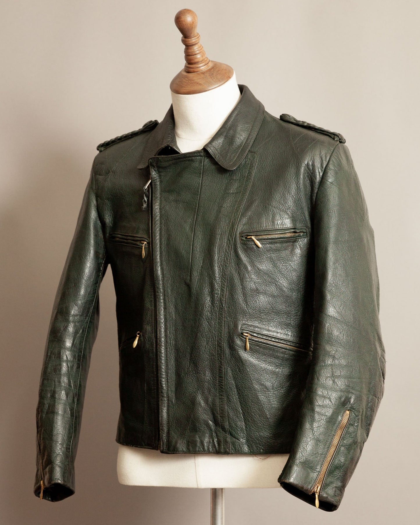 Vintage 1940s German Goatskin Leather Motorcycle Jacket - Small (38-40)