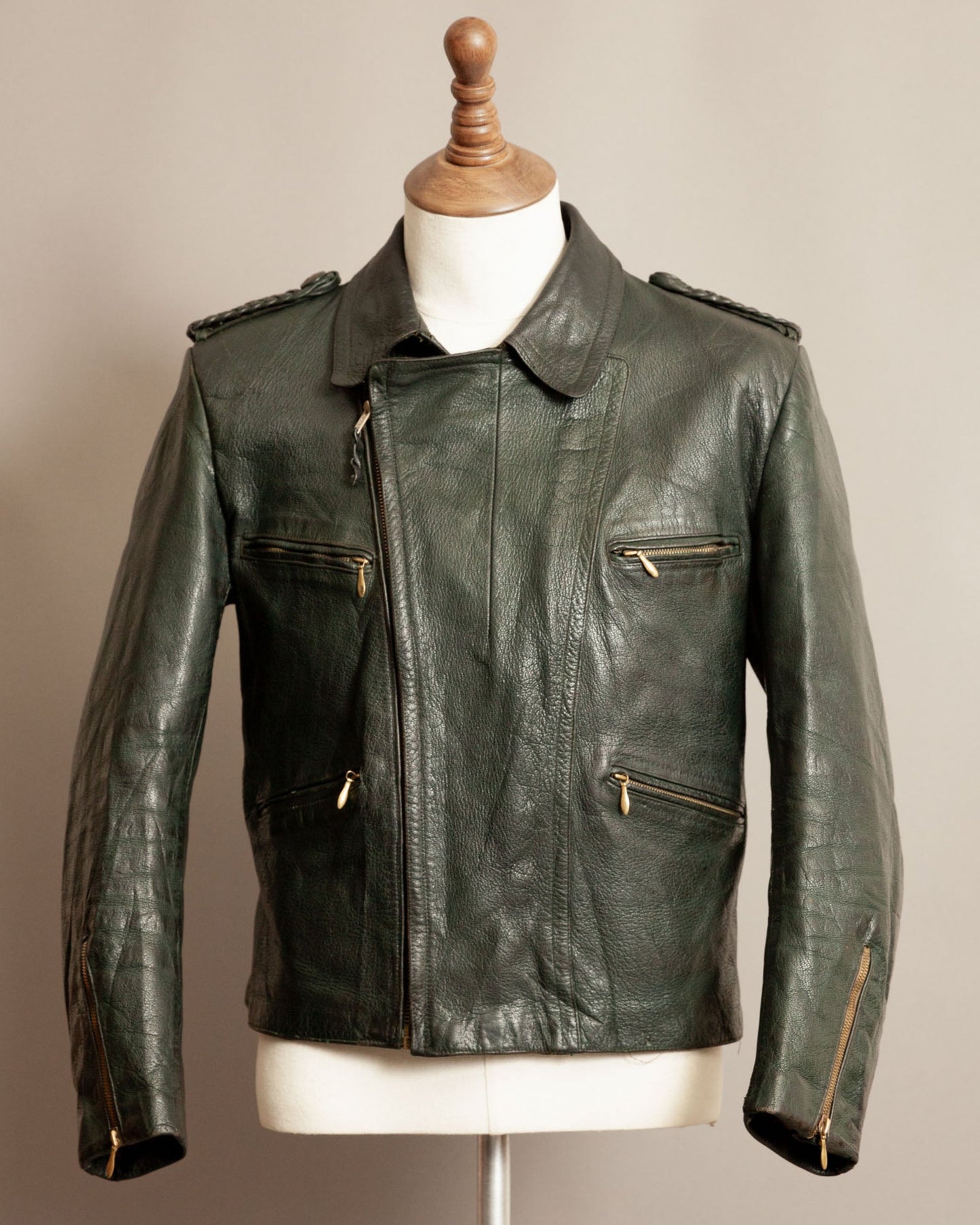 Vintage 1940s German Goatskin Leather Motorcycle Jacket - Small (38-40)