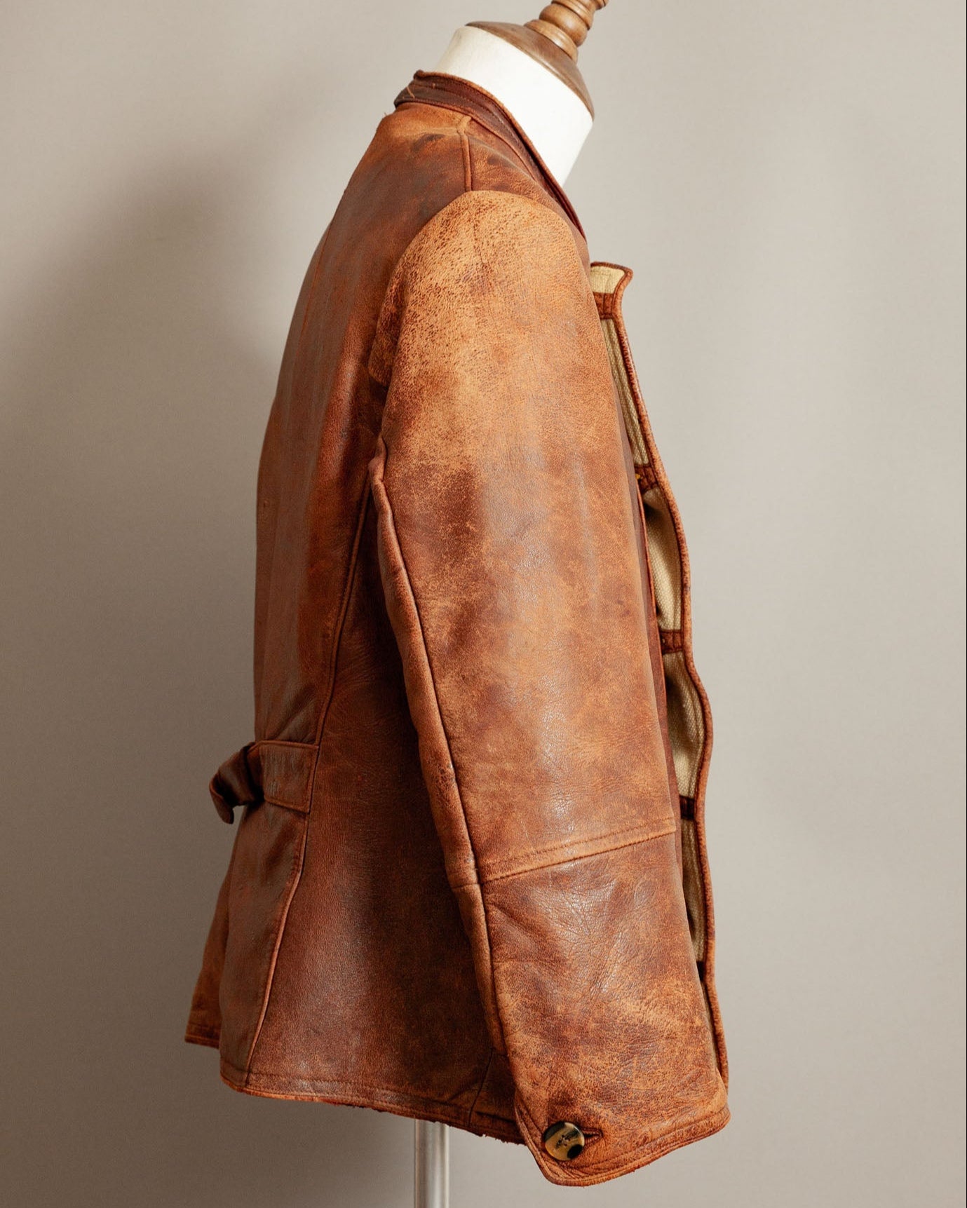 Vintage 1930s German Horsehide Leather Jacket Vegetable-Tanned - Large (42-44)