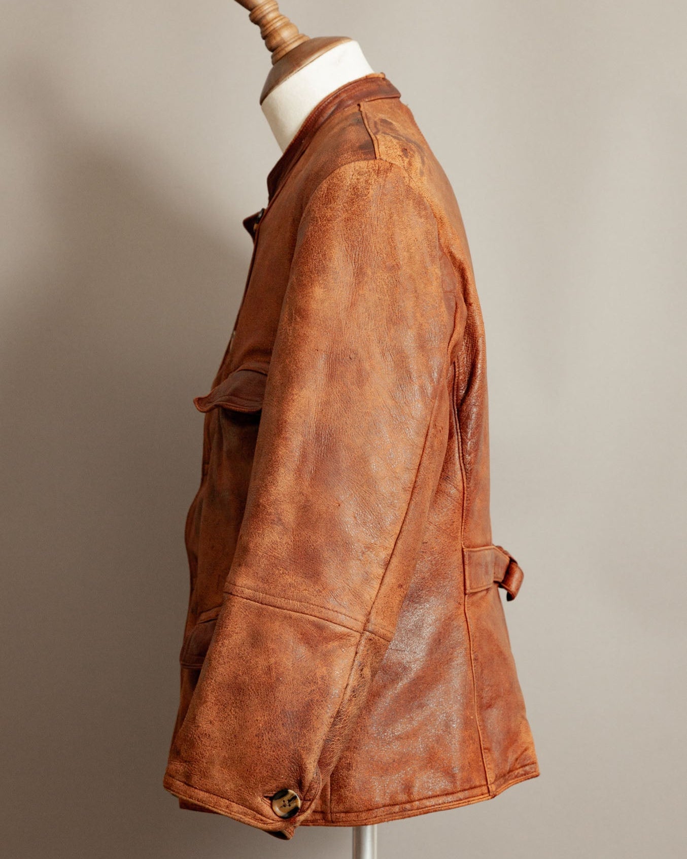 Vintage 1930s German Horsehide Leather Jacket Vegetable-Tanned - Large (42-44)