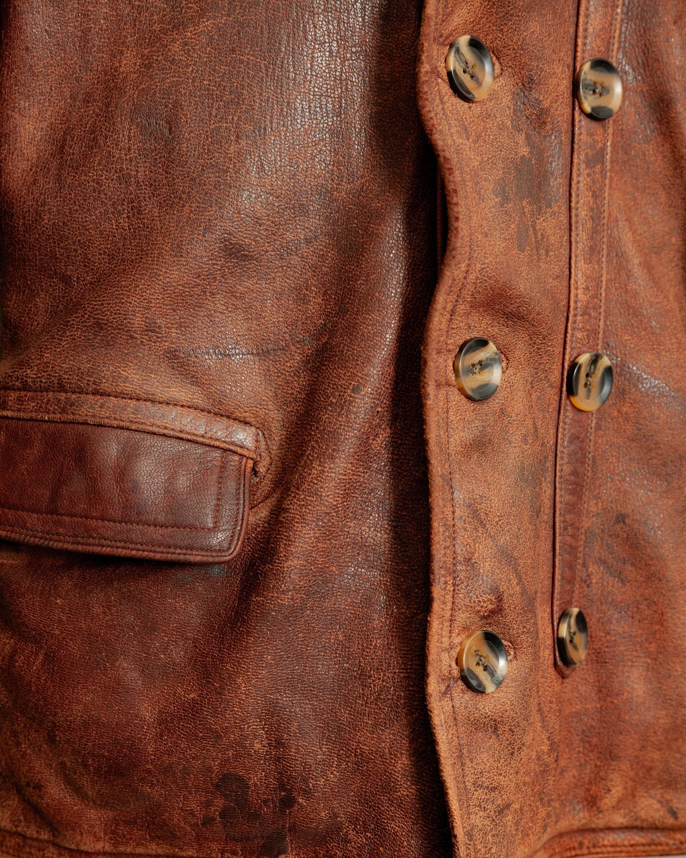 Vintage 1930s German Horsehide Leather Jacket Vegetable-Tanned - Large (42-44)